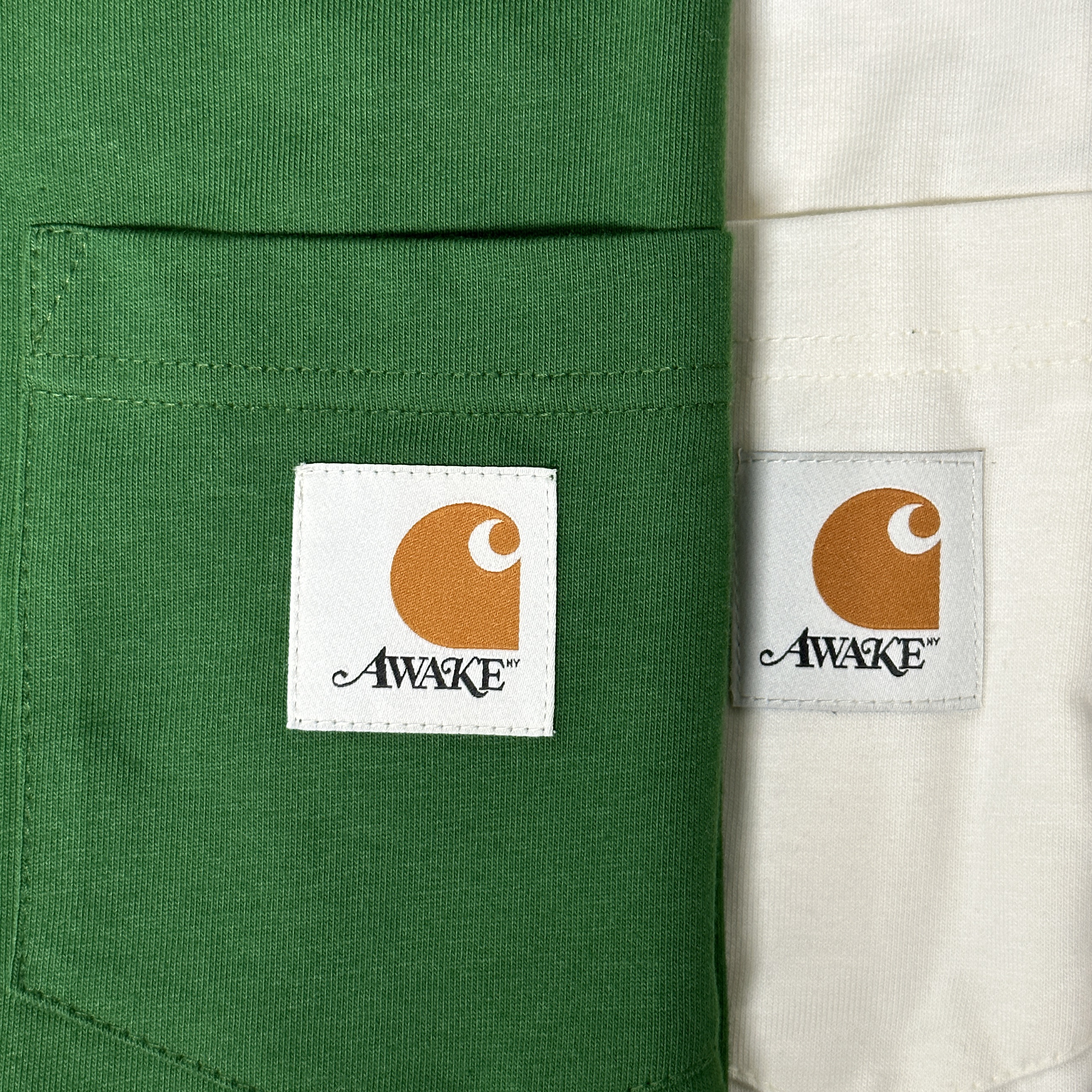 Carhartt WIP x Awake NY Pocket T-Shirt Green, Carhartt WIP x Awake NY Pocket T-Shirt Cream 착용 스타일 - 1