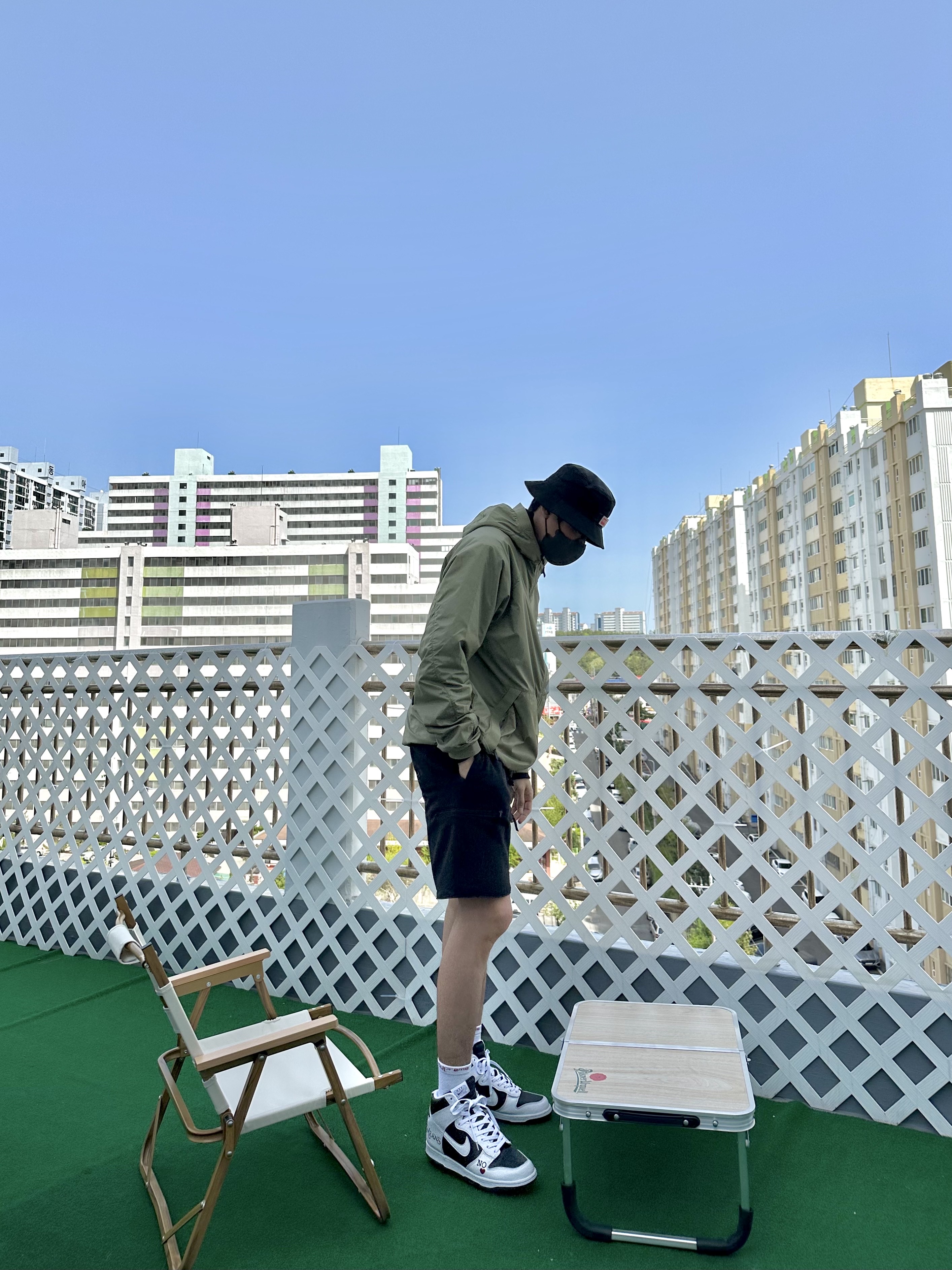 Kenzo Jungle Bucket Hat Black, Palace Pertex Lighter Jacket Olive - 20SS 착용 스타일 - 2