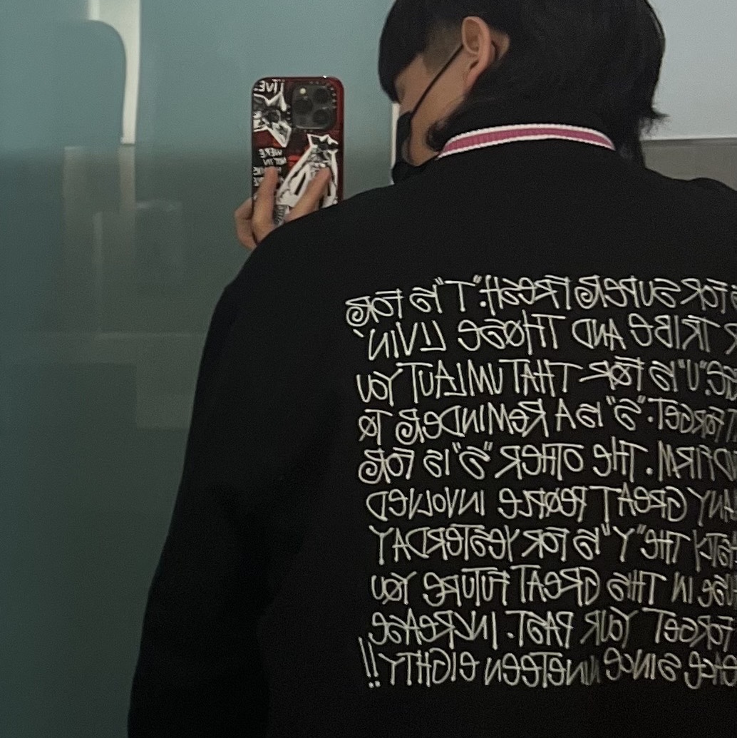 Stussy S Talk Melton Varsity Jacket Black 착용 스타일