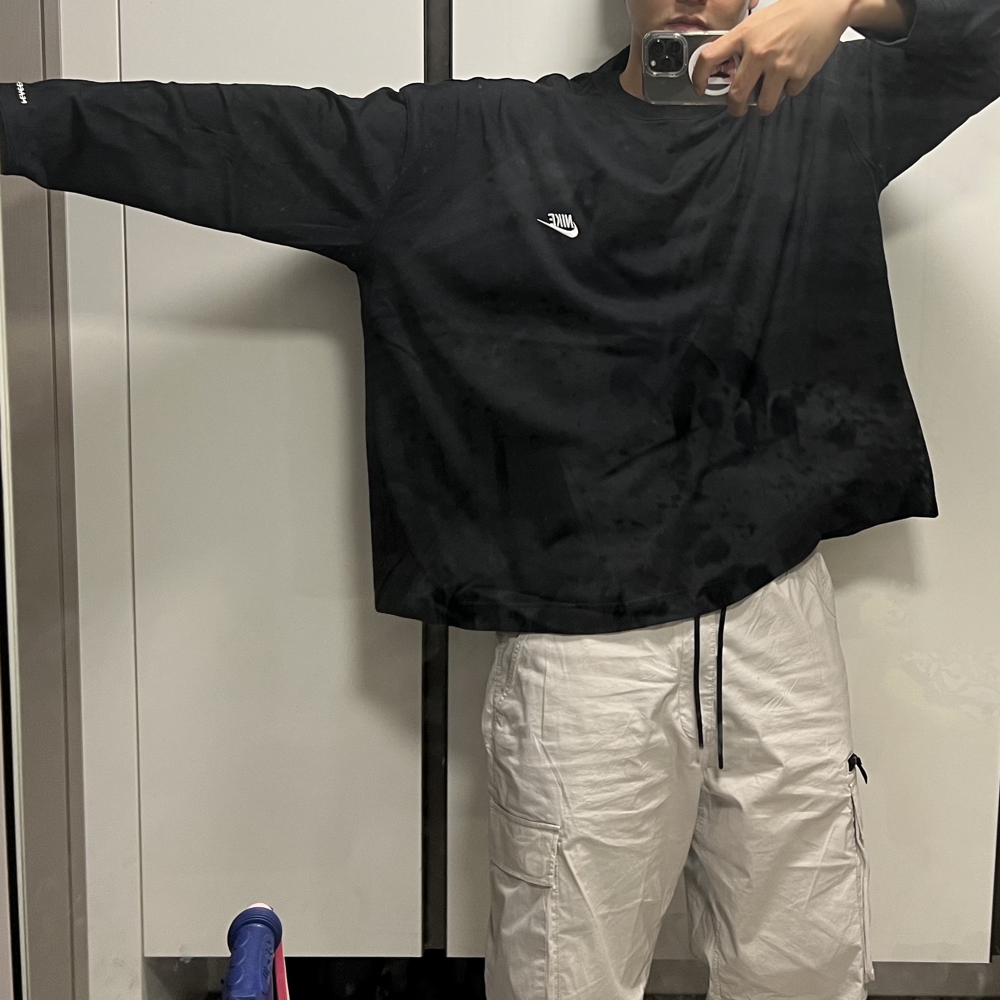 Nike x Peaceminusone LS T-Shirt Black (DR0098-010), Nike x A-Cold-Wall Zoom Vomero 5 Black 착용 스타일 - 2