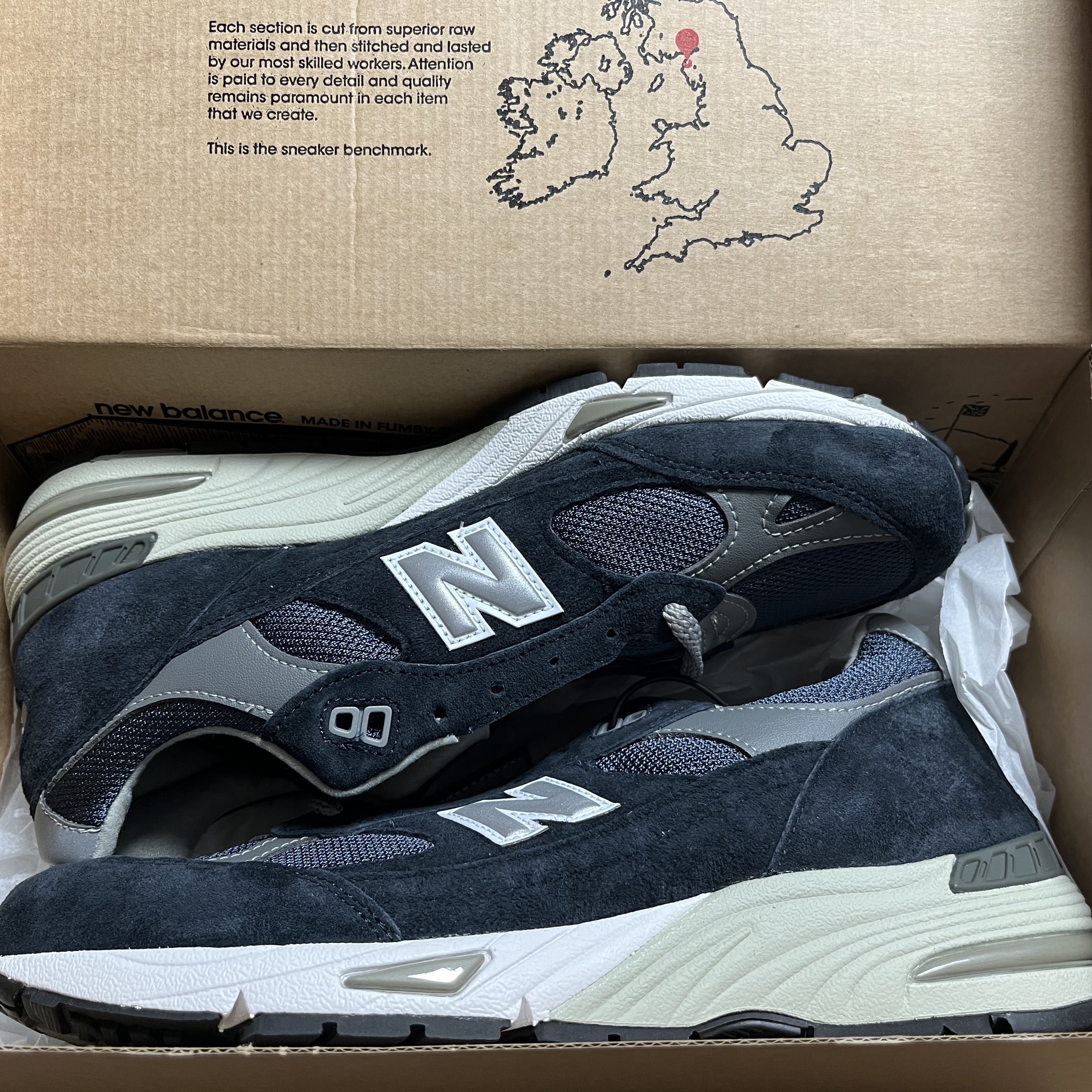 New Balance 991 Made in UK Navy 착용 스타일 - 1