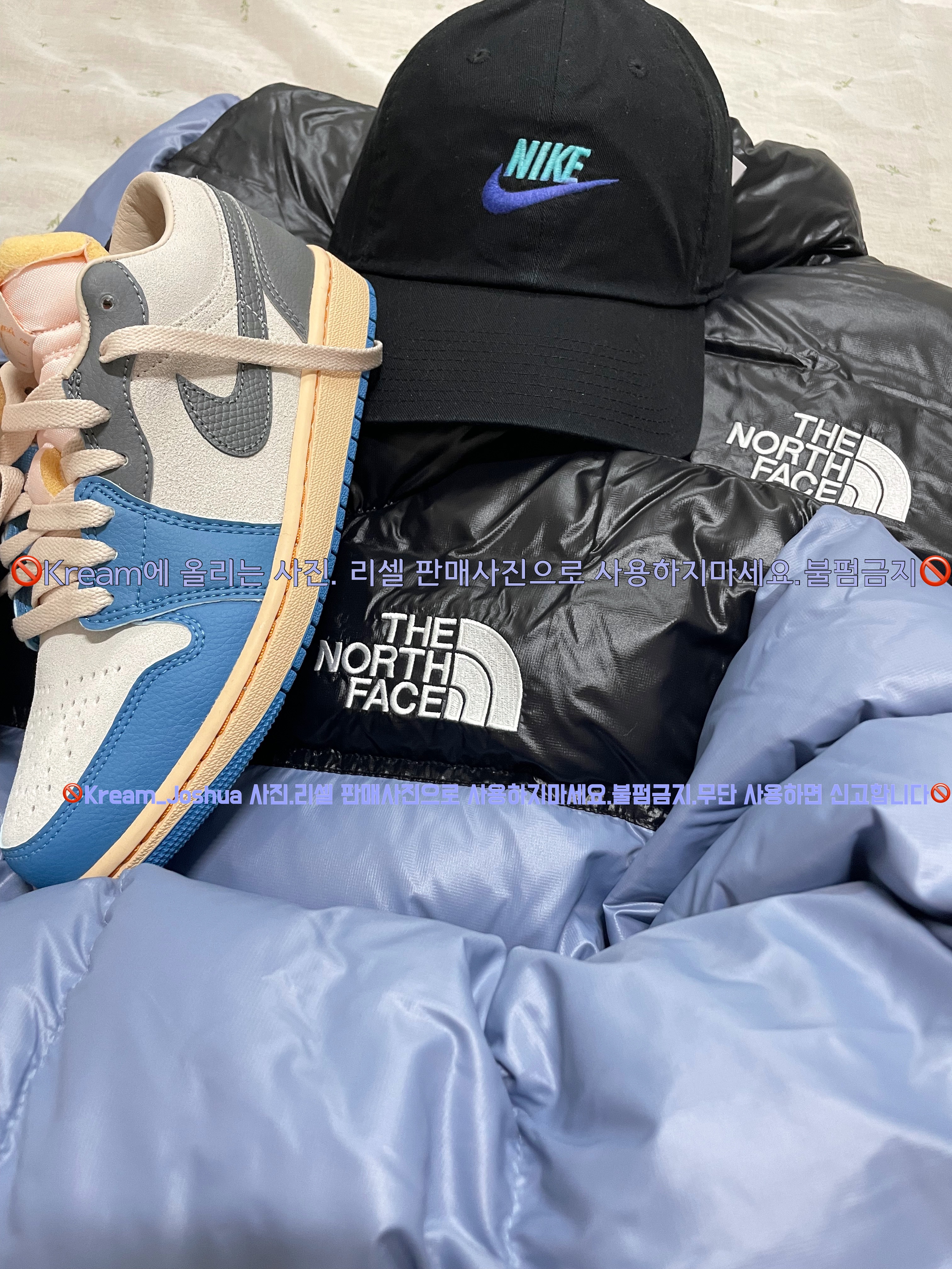 (W) The North Face Nuptse Short Jacket Folk Blue, Nike Heritage 86 Futura Washed Cap Black White 착용 스타일 - 5