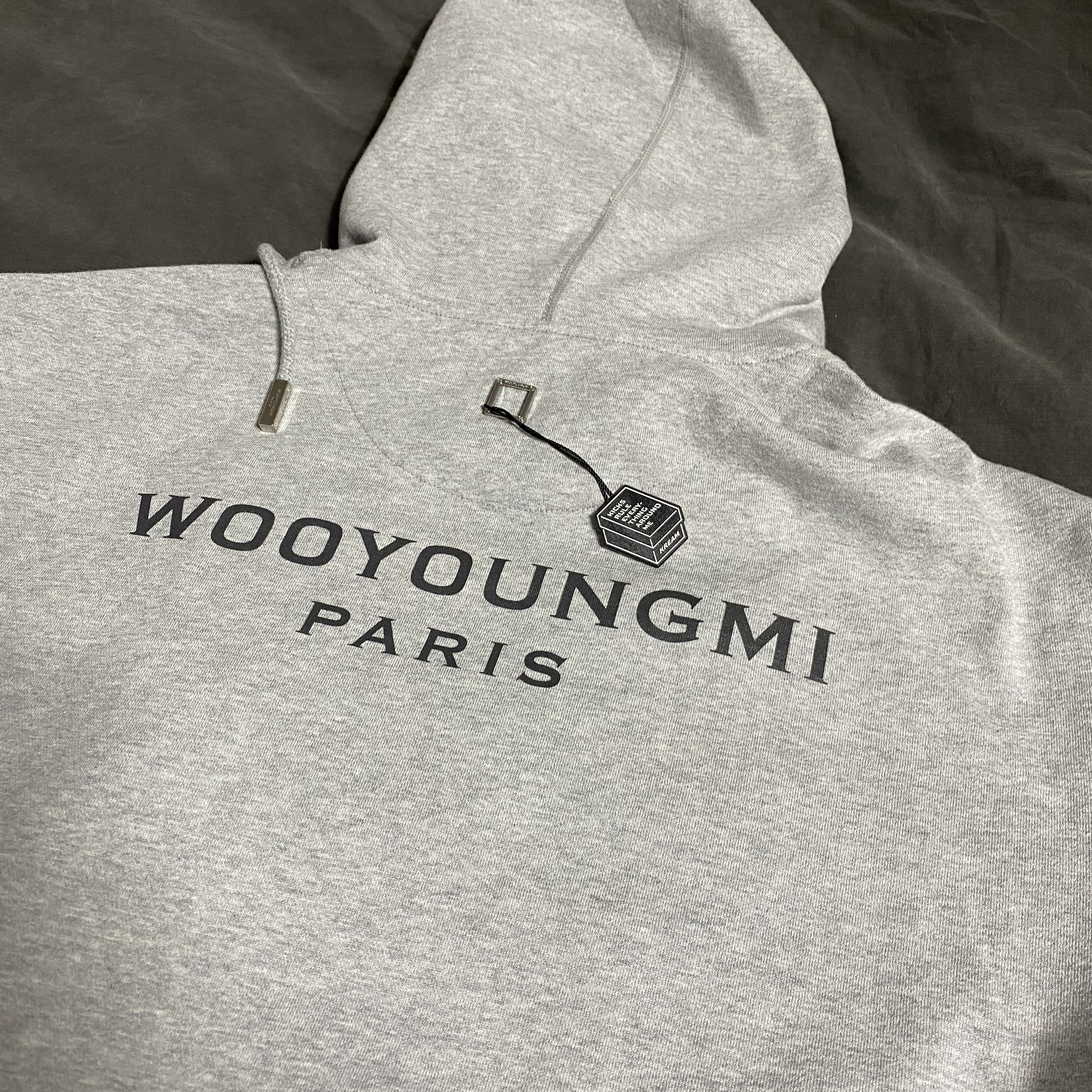 Wooyoungmi Cotton Back Logo Hooded Sweatshirt Grey - 23SS 착용 스타일 - 4