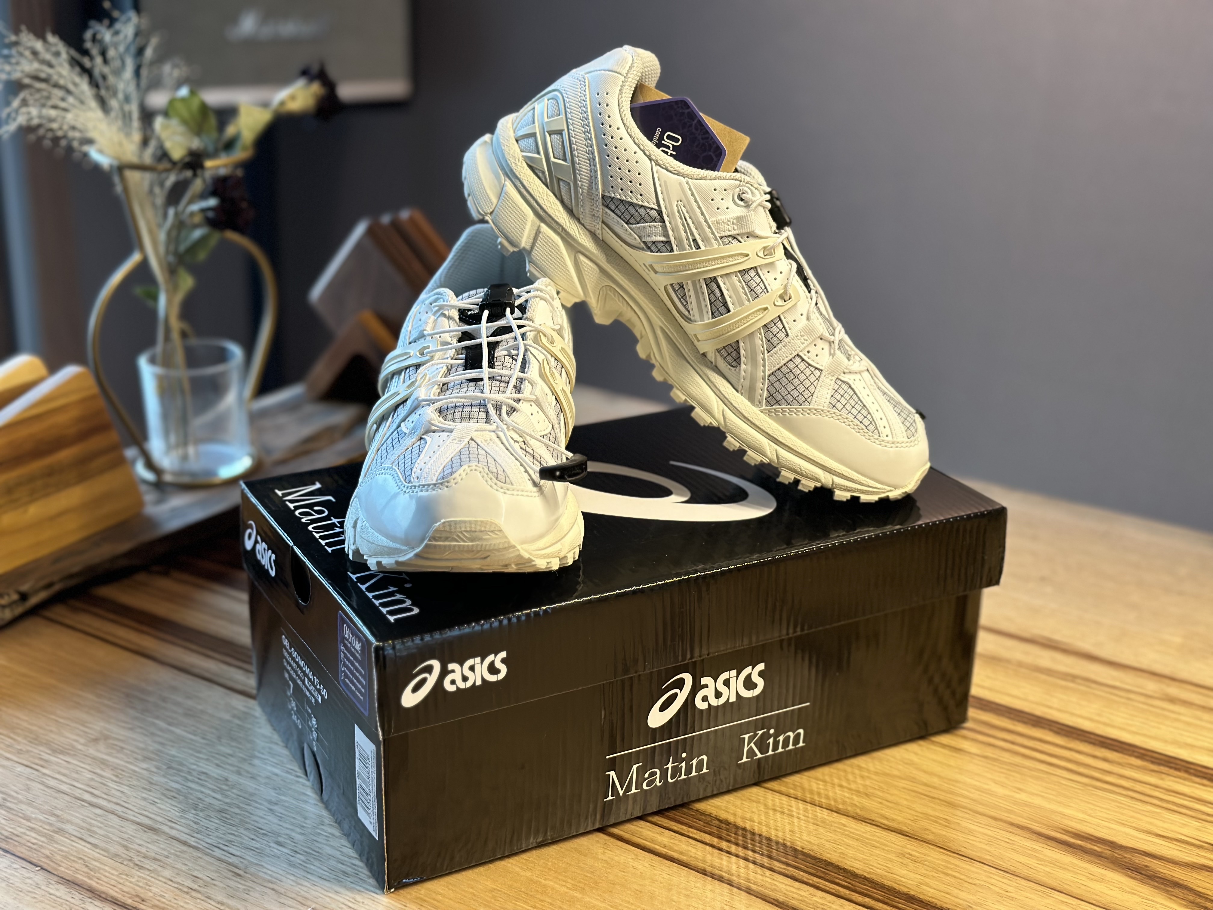 (W) Asics x Matin Kim Gel-Sonoma 15-50 Glacier Grey White 착용 스타일 - 1