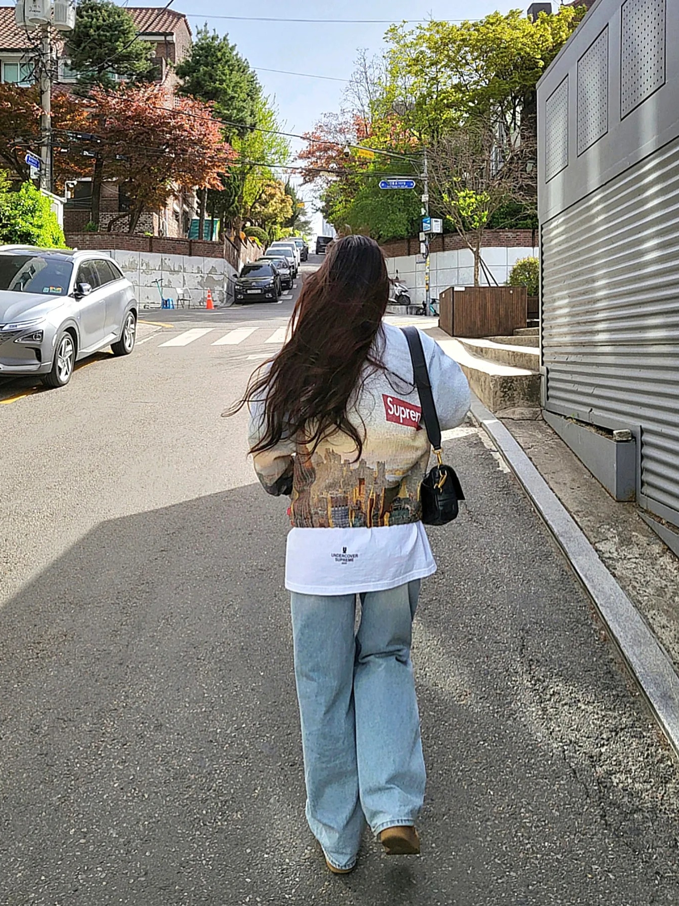 Supreme x Undercover Face T-Shirt White - 23SS, Supreme Aerial Tapestry Harrington Jacket - 20FW 착용 스타일 - 5