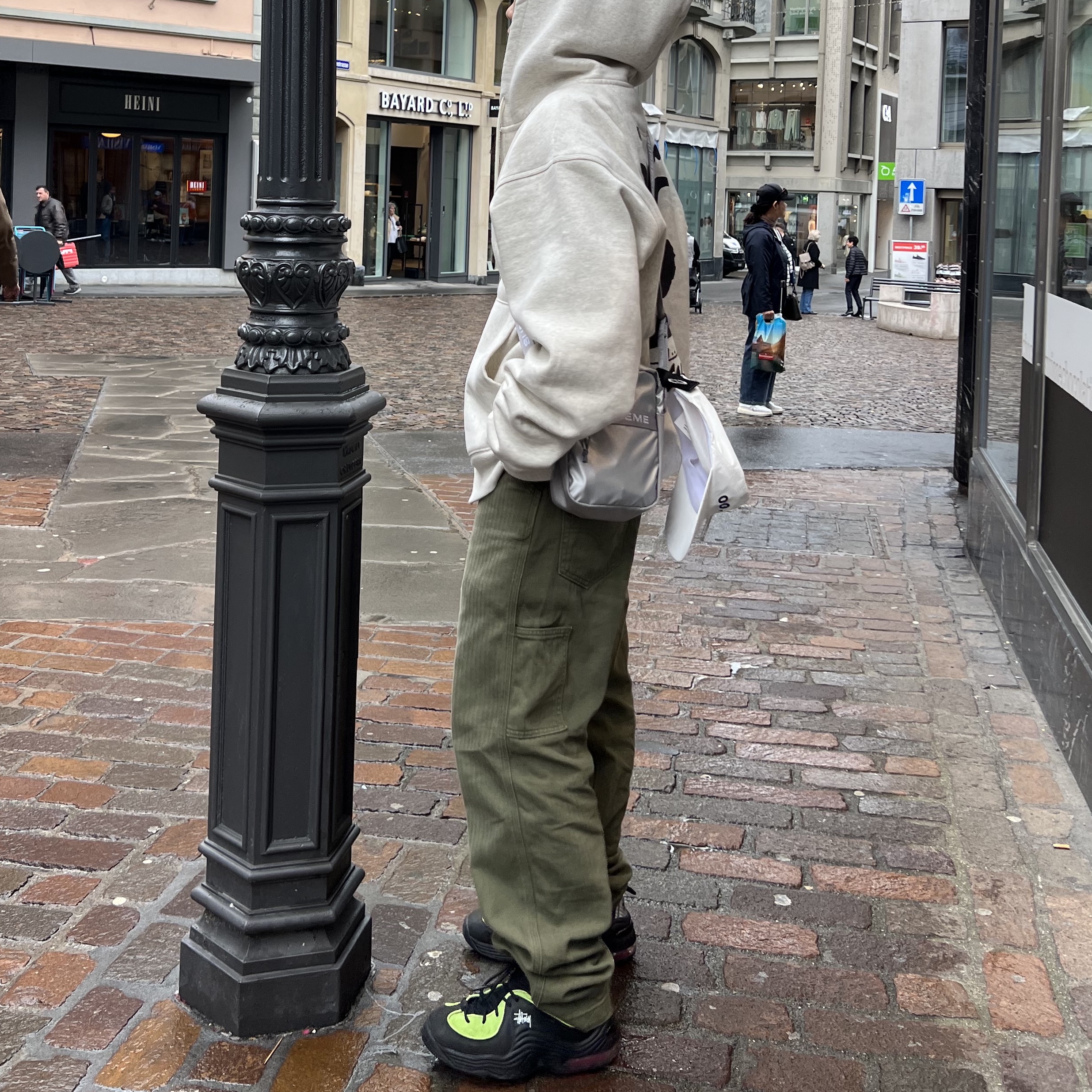 Nike x Stussy Air Penny II Vivid Green and Black, Stussy Basic Stussy Zip Hoodie Ash Heather 2023 착용 스타일