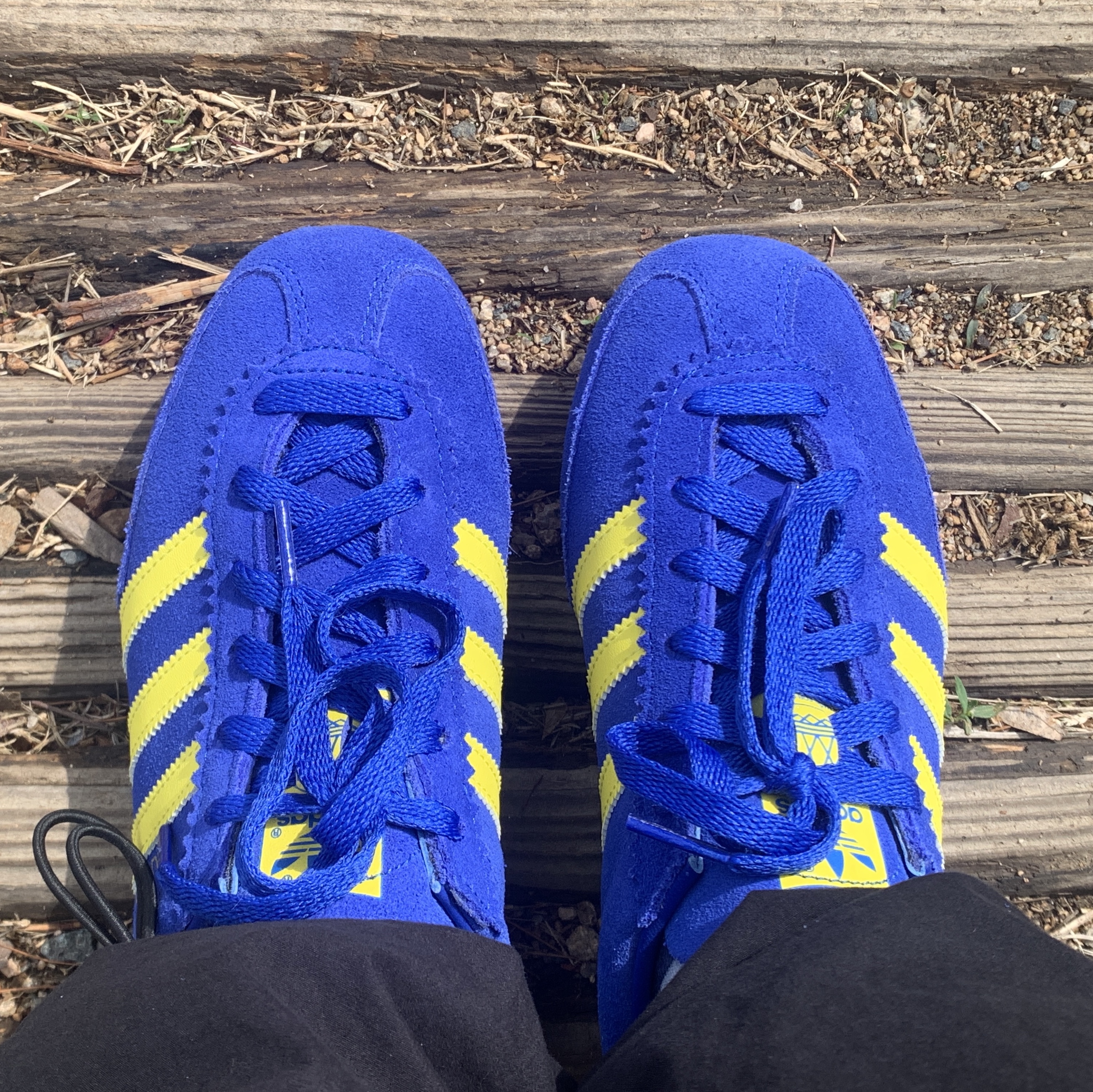 Adidas Spezial Zurro Bold Blue Bright Yellow 착용 스타일