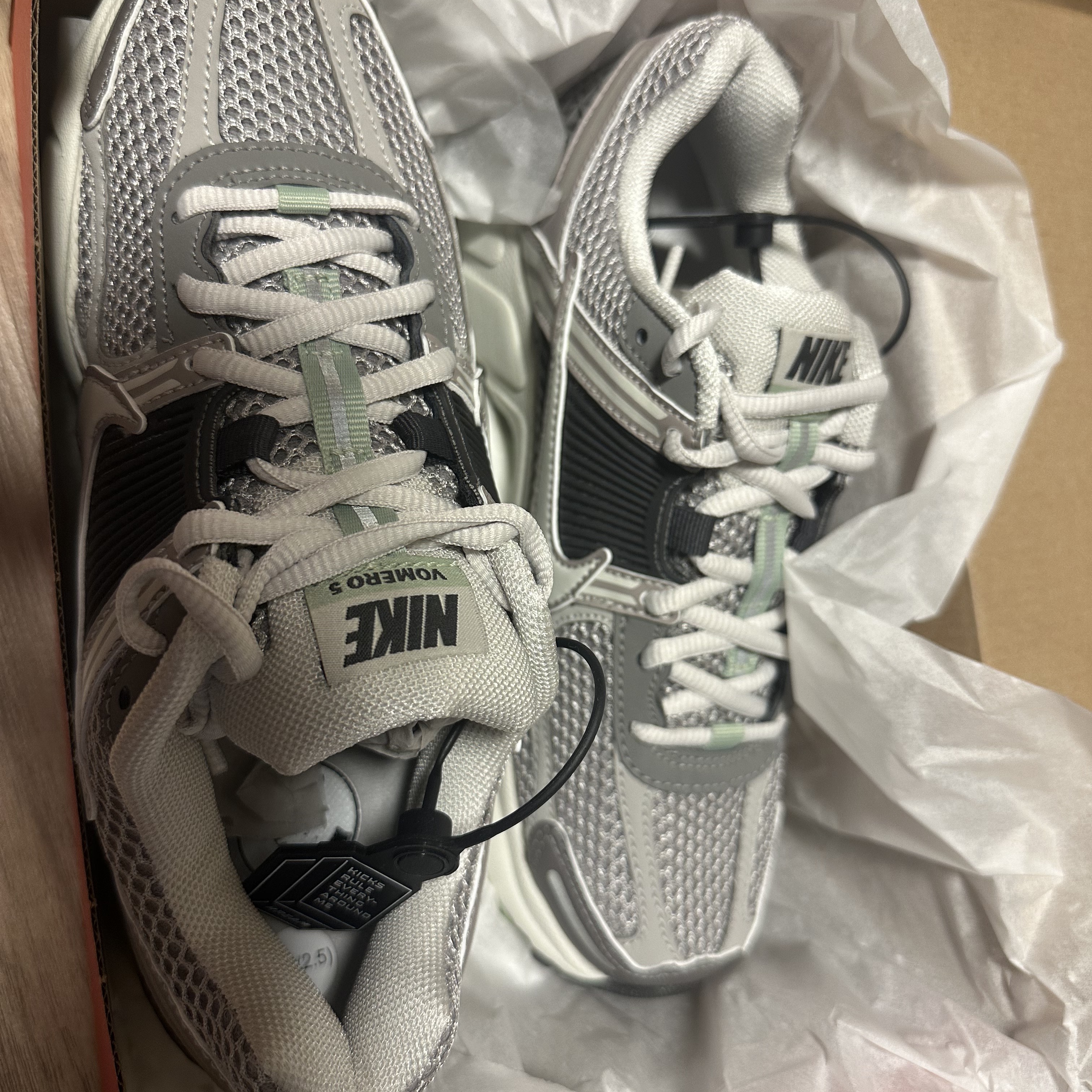 (W) Nike Zoom Vomero 5 Cobblestone and Flat Pewter 착용 스타일 - 1