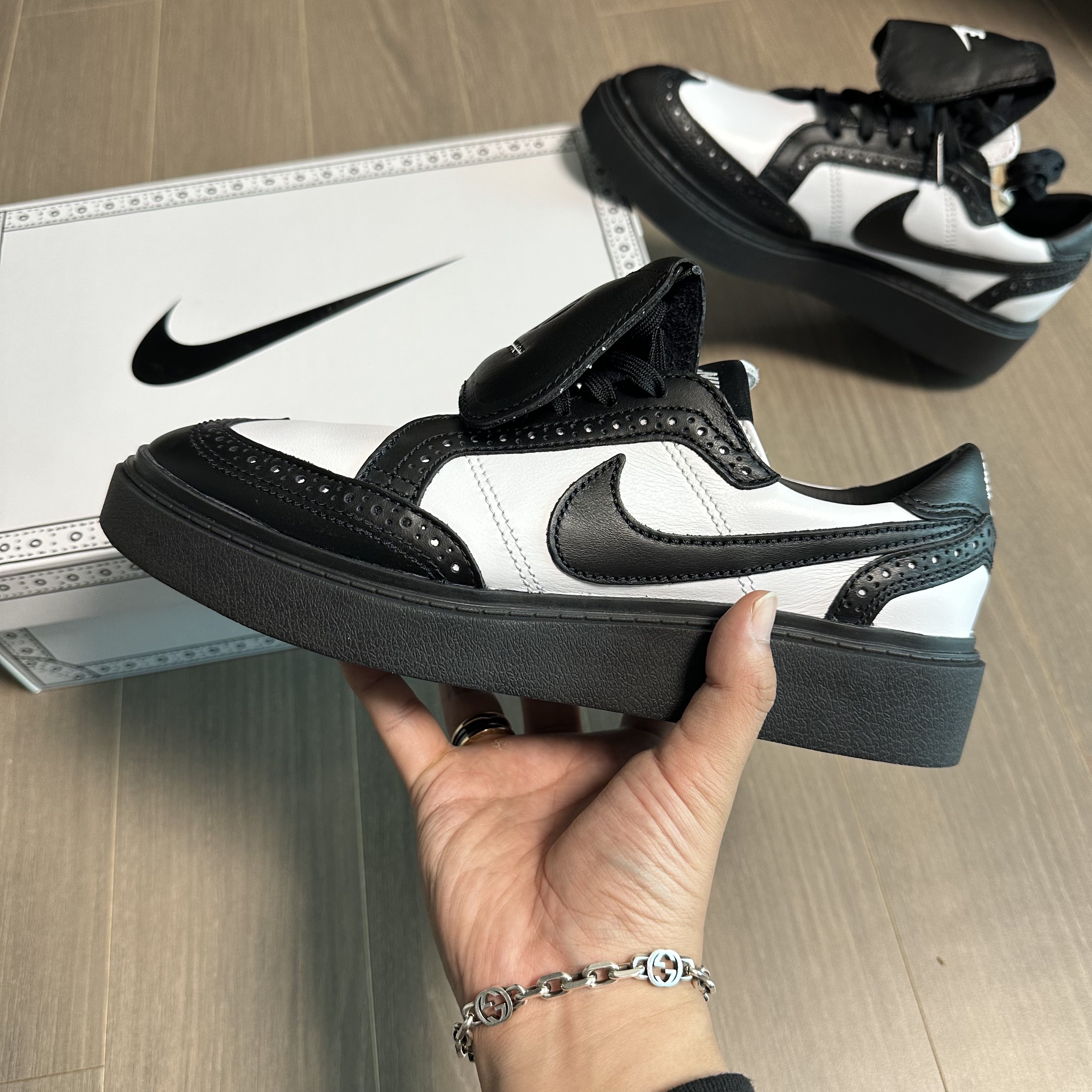 Nike x Peaceminusone Kwondo1 Black and White 착용 스타일 - 1