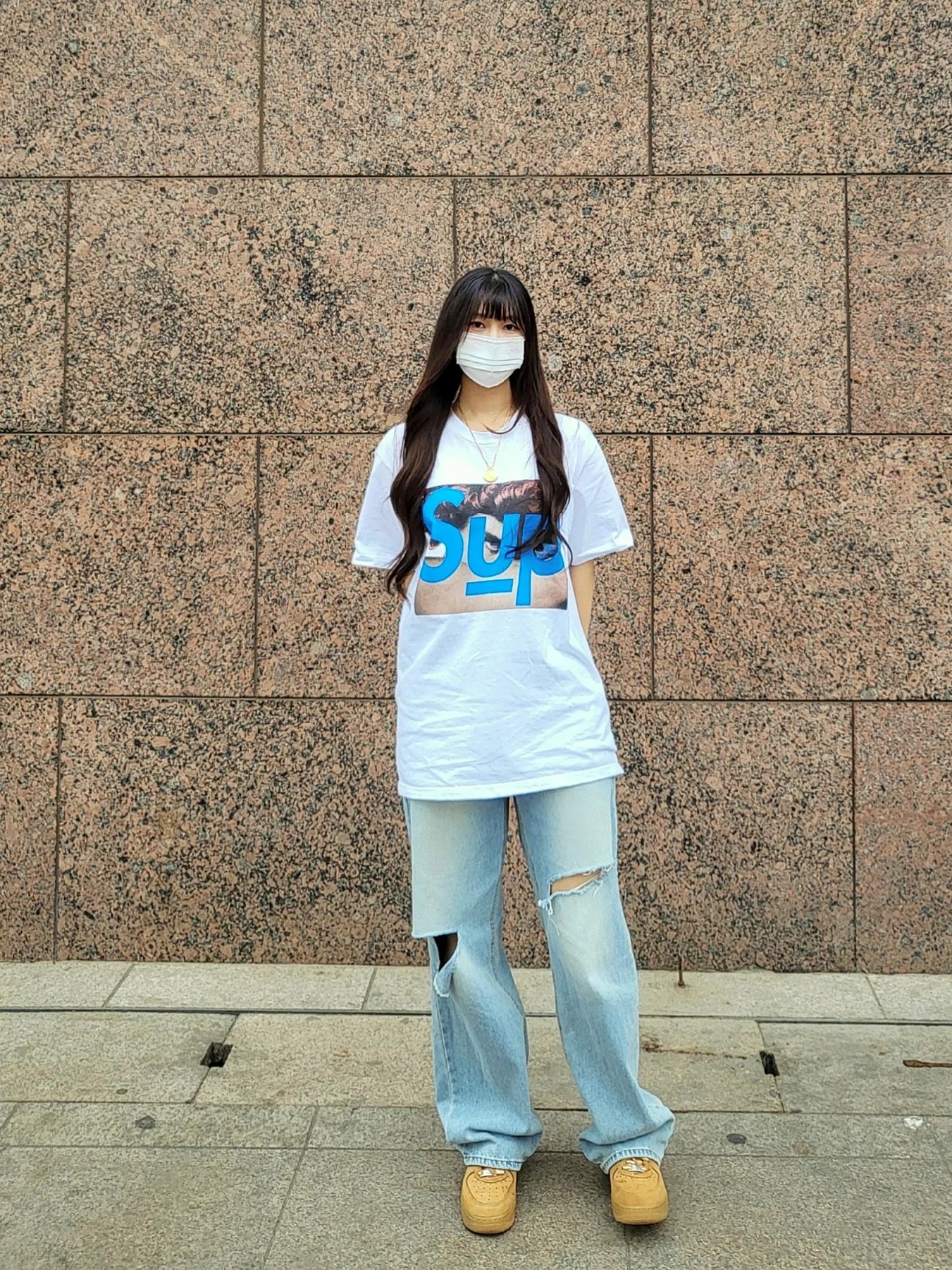 Supreme x Undercover Face T-Shirt White - 23SS, Supreme Aerial Tapestry Harrington Jacket - 20FW 착용 스타일 - 2