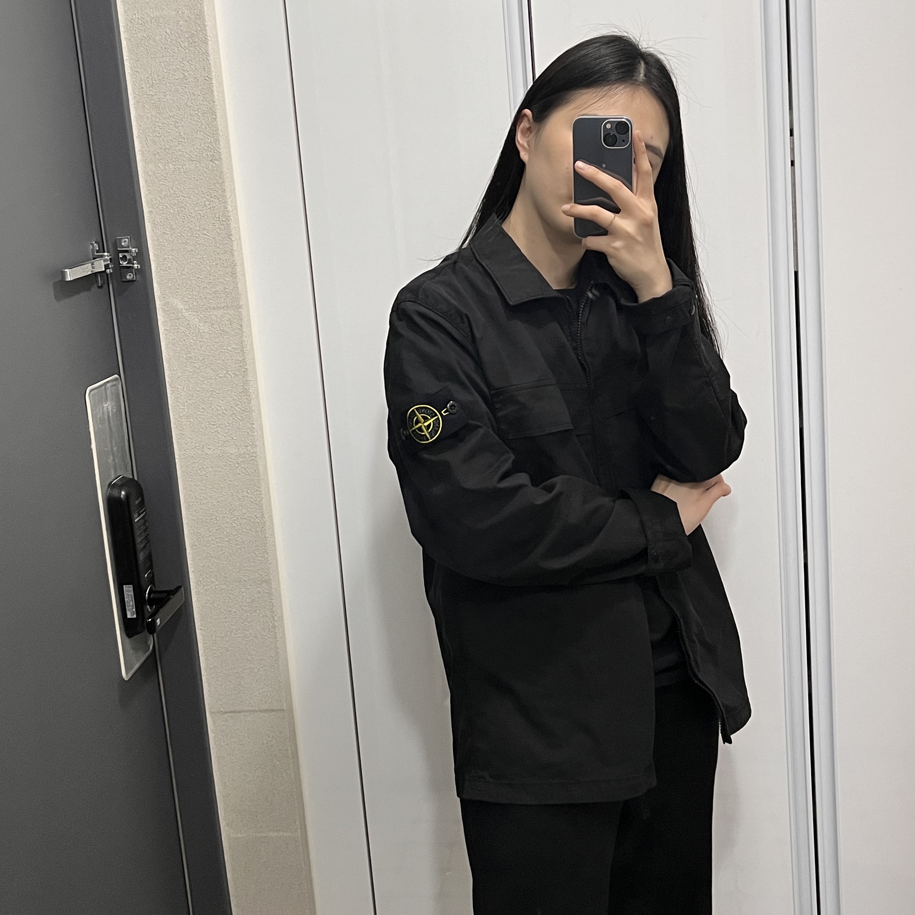 Stone Island 10210 Double Pocket Cotton Overshirt Black - 23SS 착용 스타일