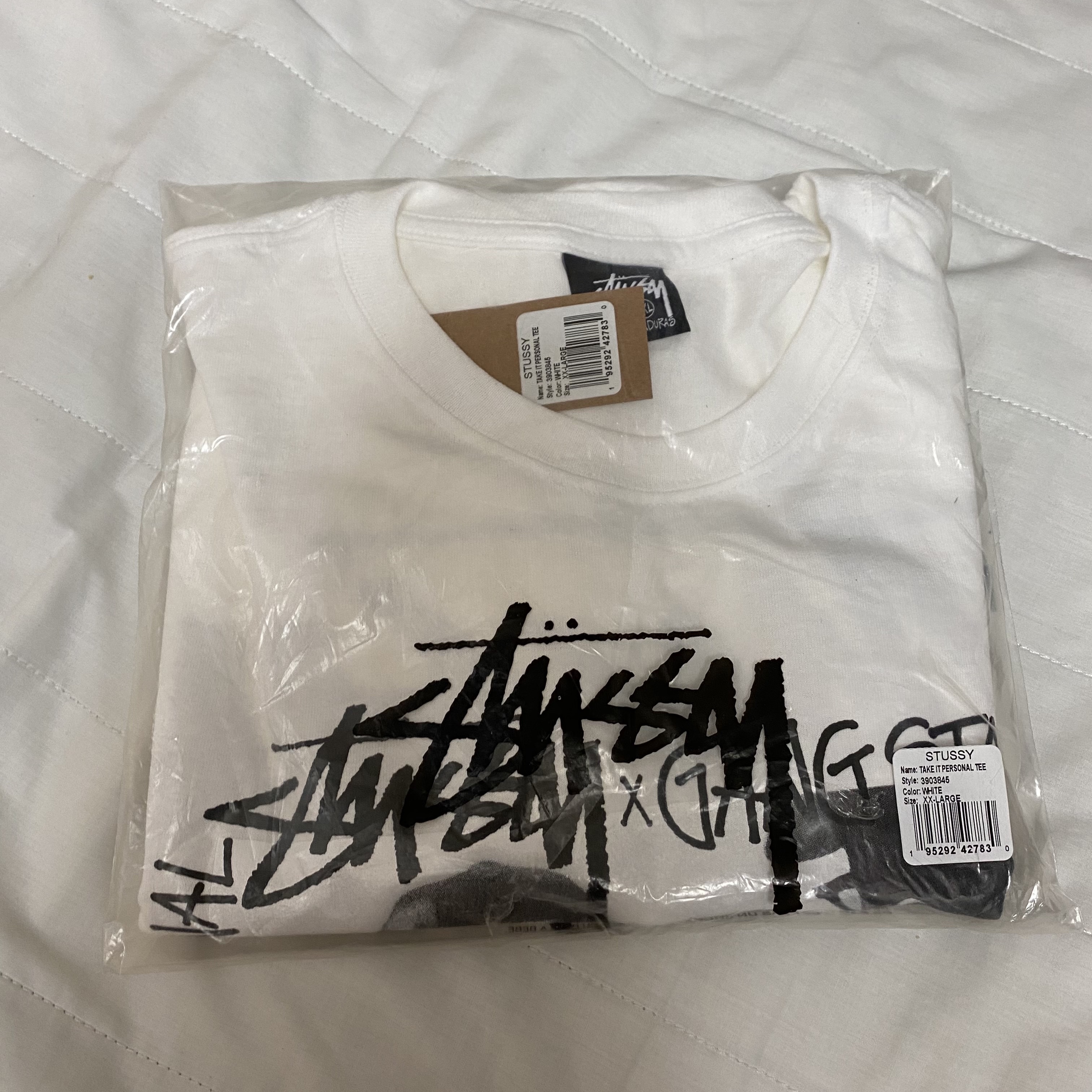 Stussy x Gang Starr Take It Personal T-Shirt White 착용 스타일