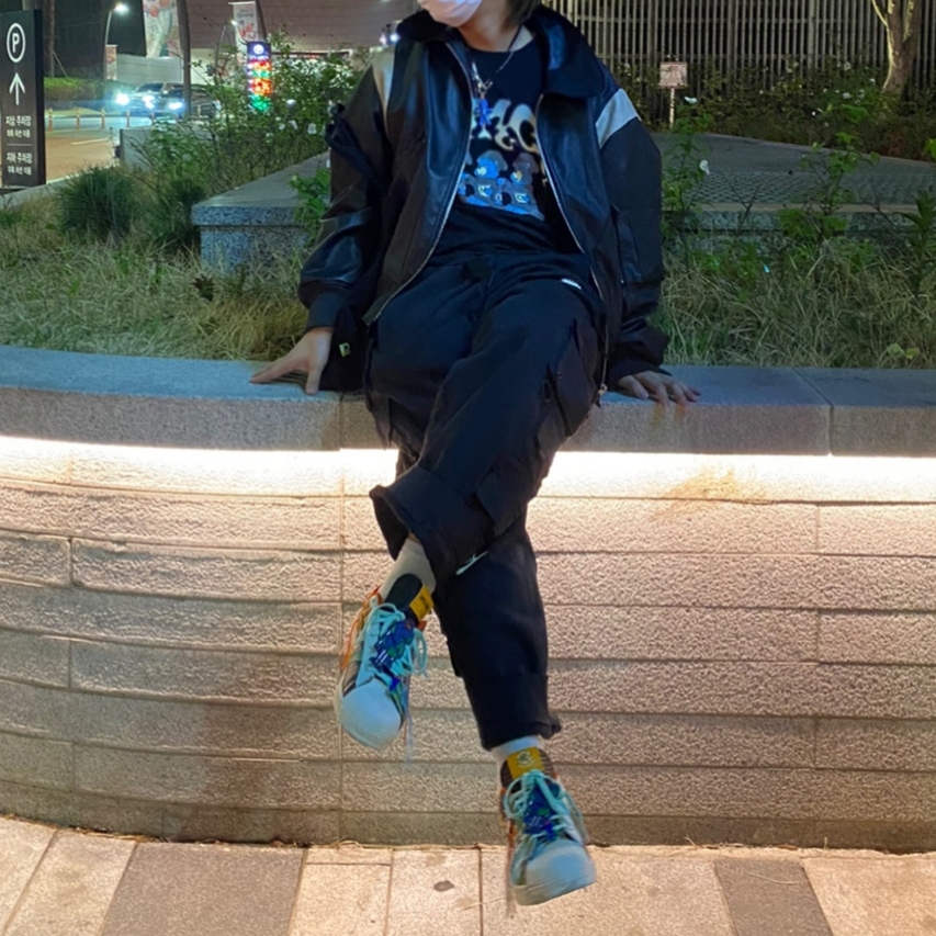 Adidas x Sean Wotherspoon Superstar Superearth Black, Nike x Peaceminusone Wide Pants Black (DR0096-010) 착용 스타일