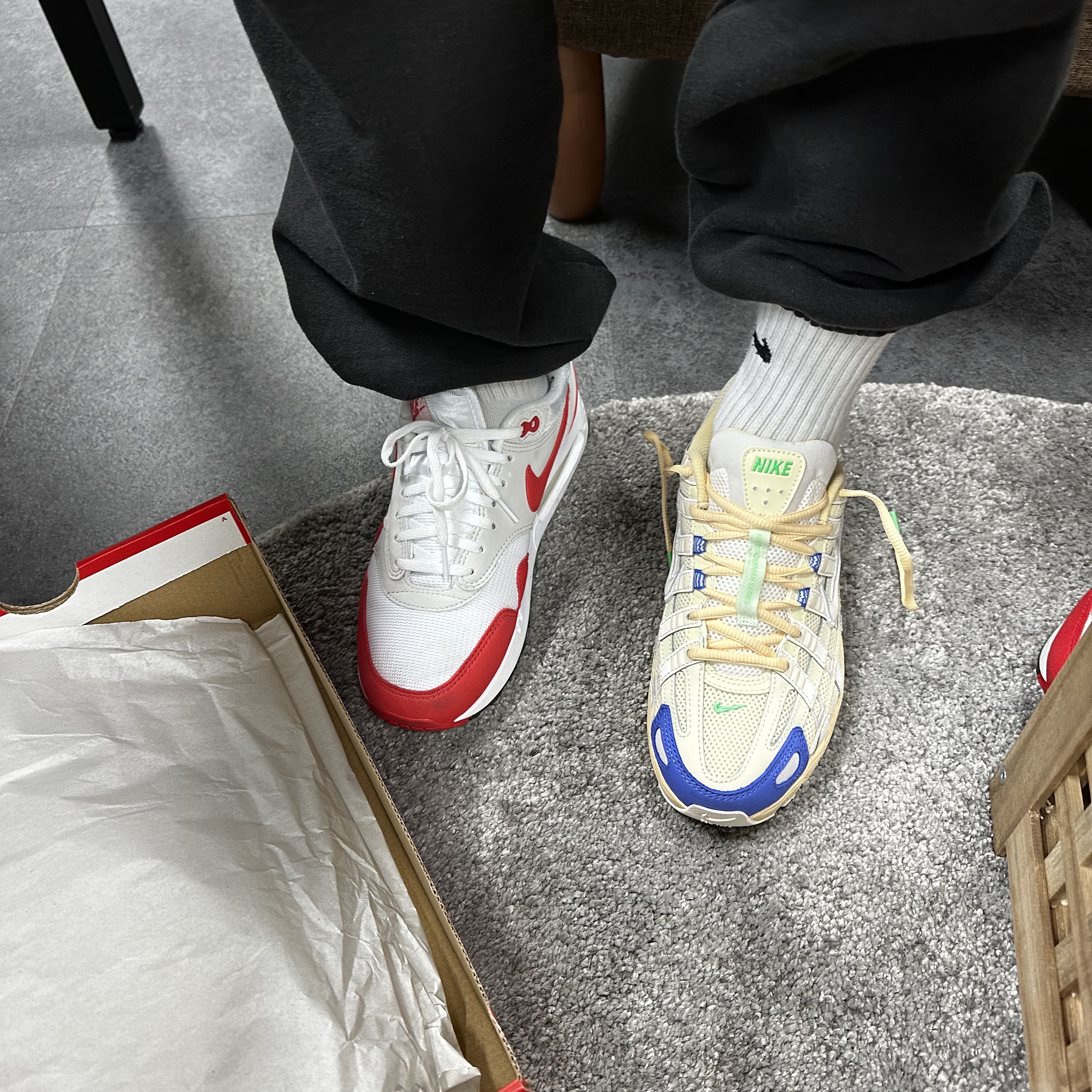Nike P-6000 Coconut Milk Medium Blue, Nike Air Max 1 '86 Original Big Bubble 착용 스타일 - 5