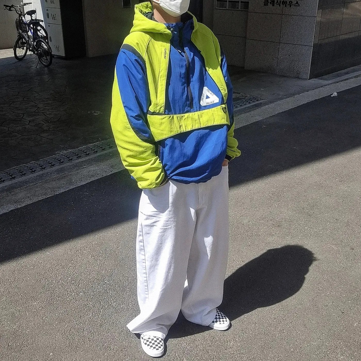 Palace P-Dura Shell Top Lime Navy - 19FW 착용 스타일 - 1