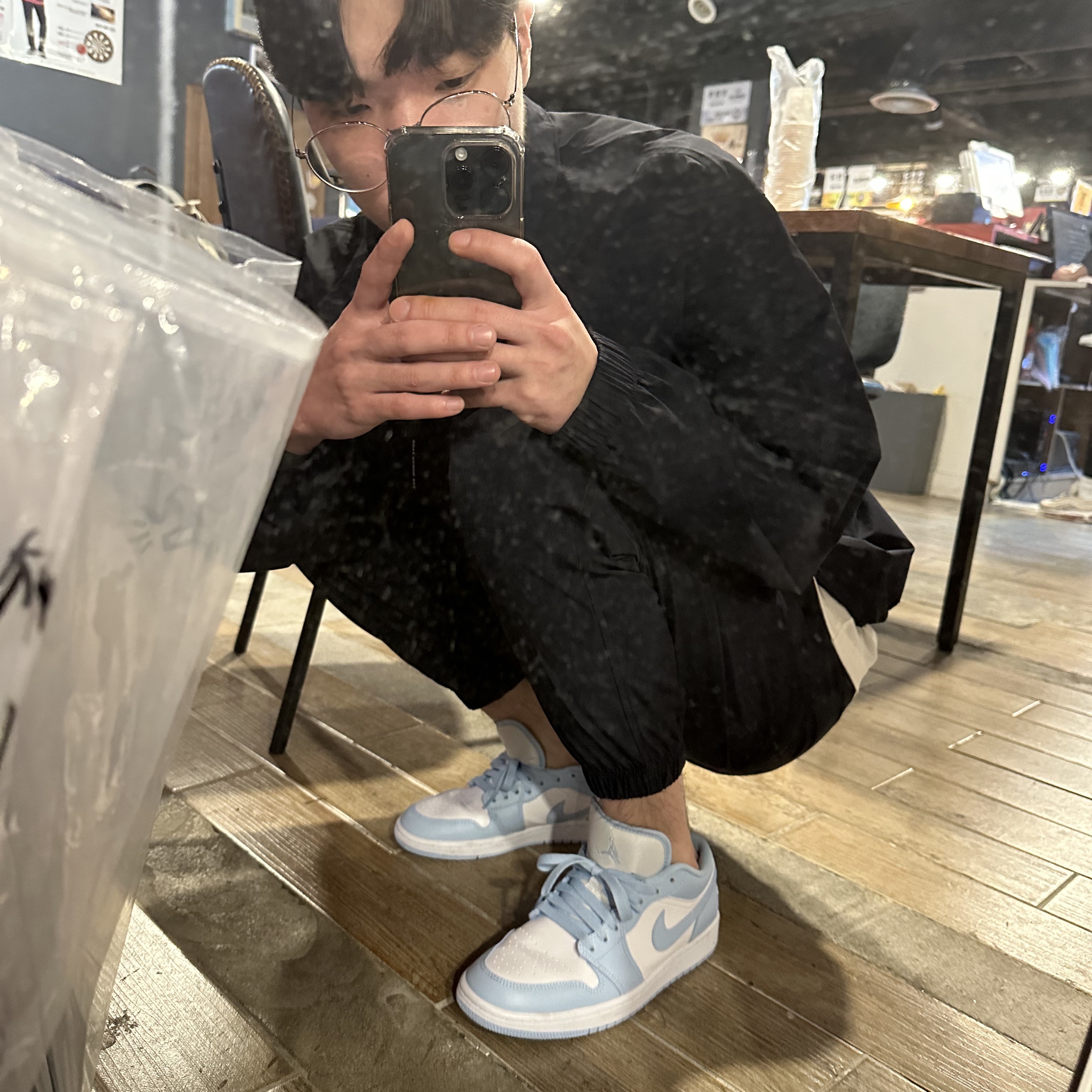 (W) Jordan 1 Low White Ice Blue 착용 스타일