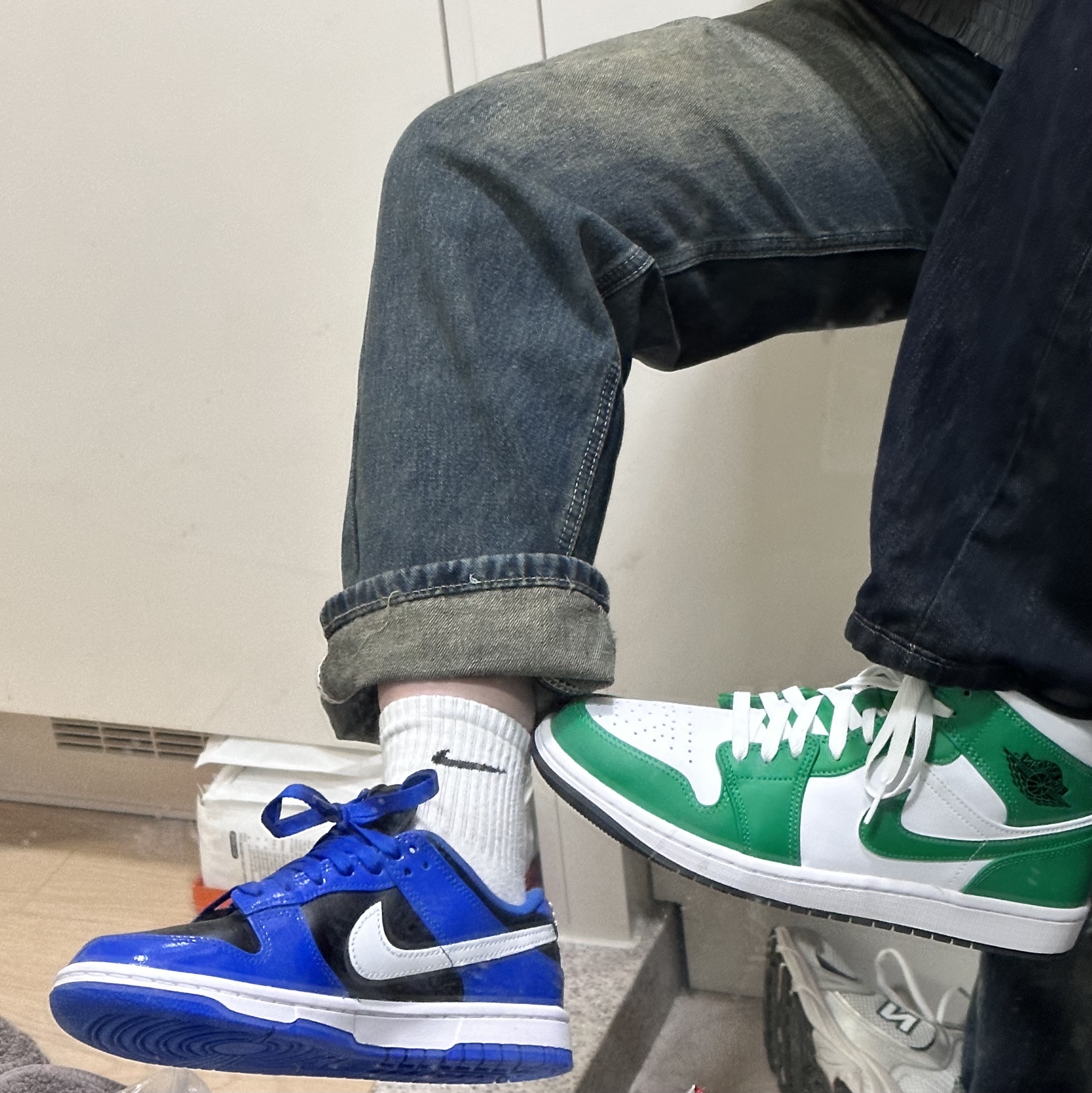 (W) Nike Dunk Low Essential Game Royal 착용 스타일 - 5