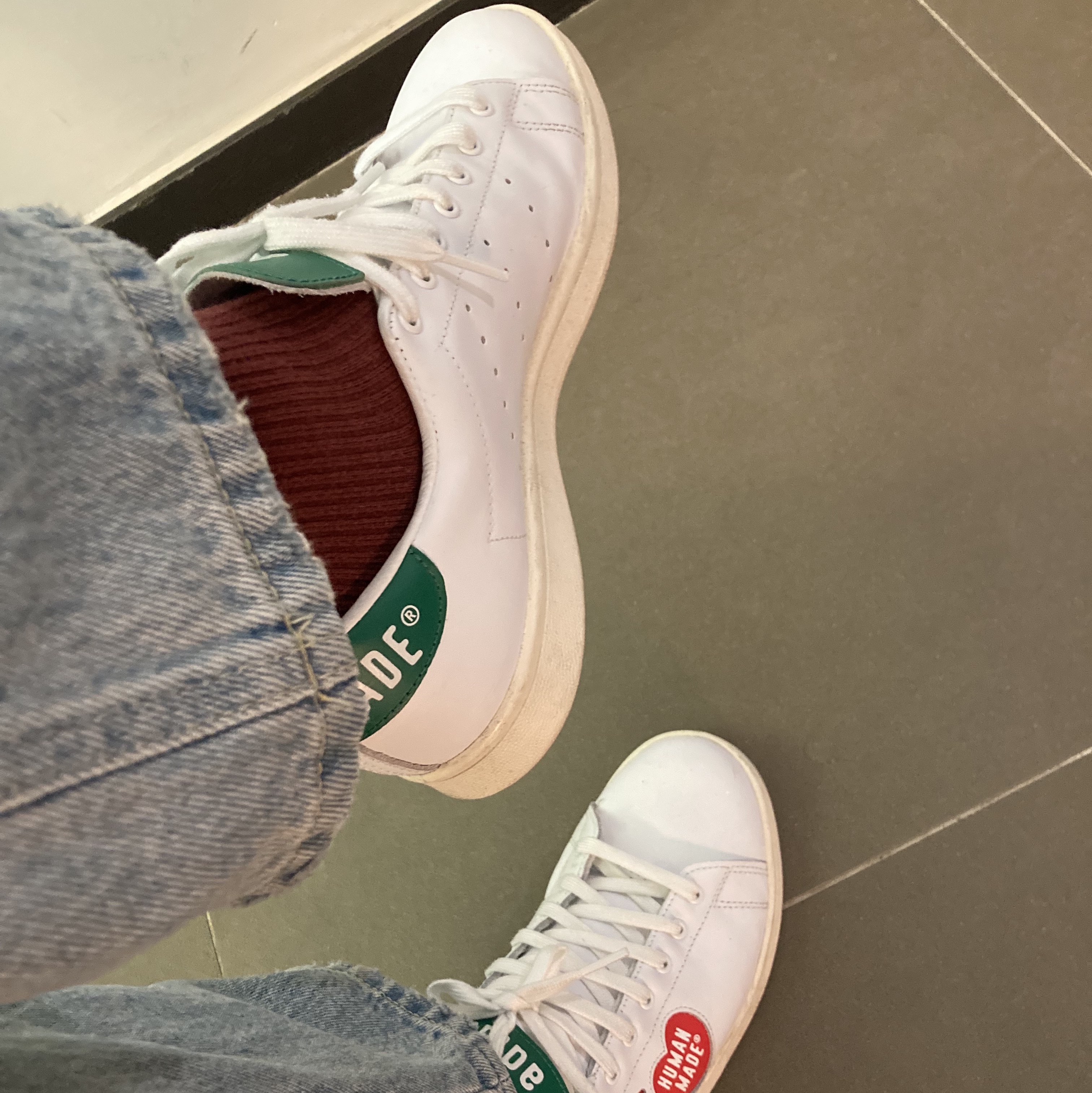 Adidas x Human Made Stan Smith White Green 착용 스타일