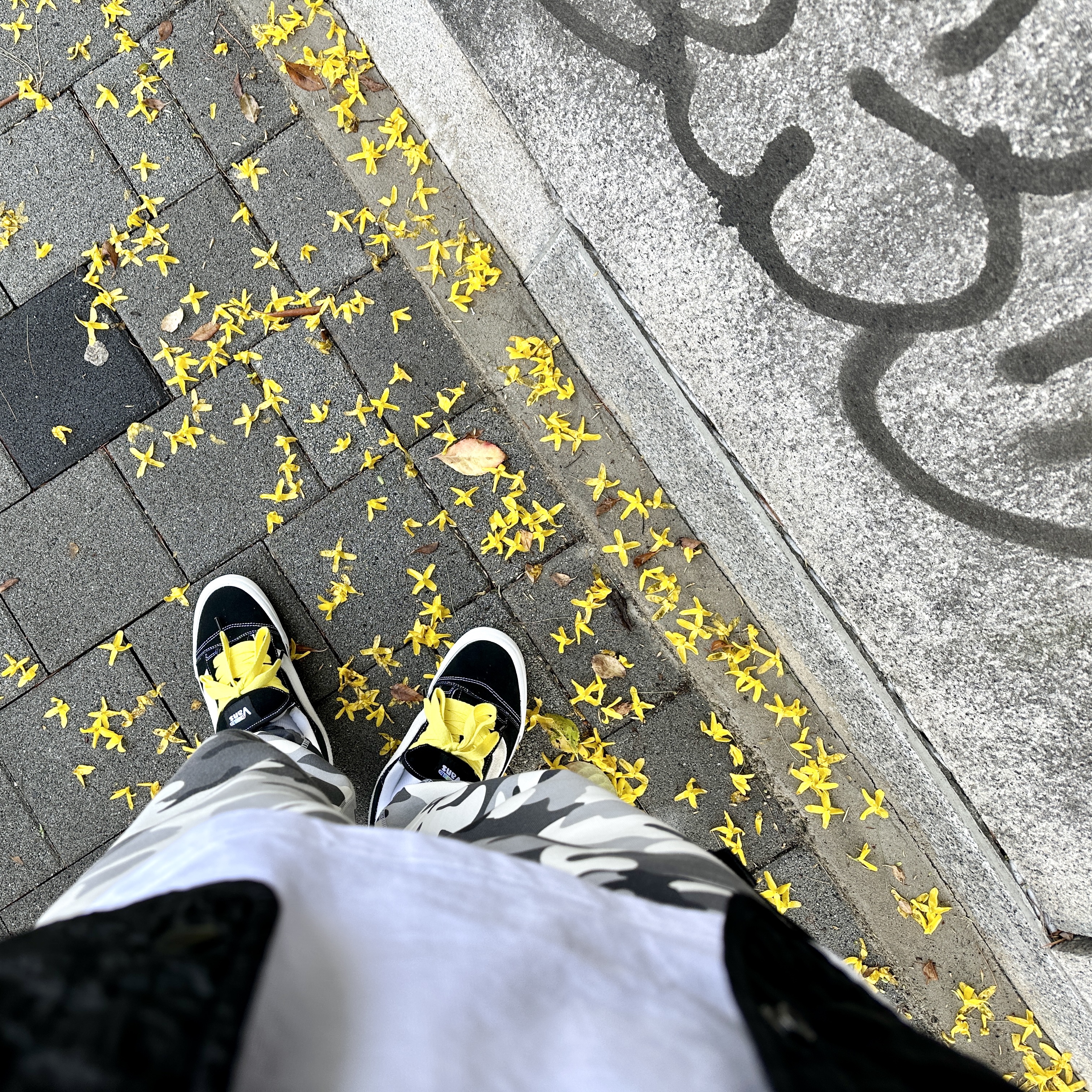 Vans Vault x Imran Potato Knu-Skool VR3 LX Black White, Nike NRG Solo Swoosh Fleece Pants Sail White Camo - US/EU 착용 스타일 - 5