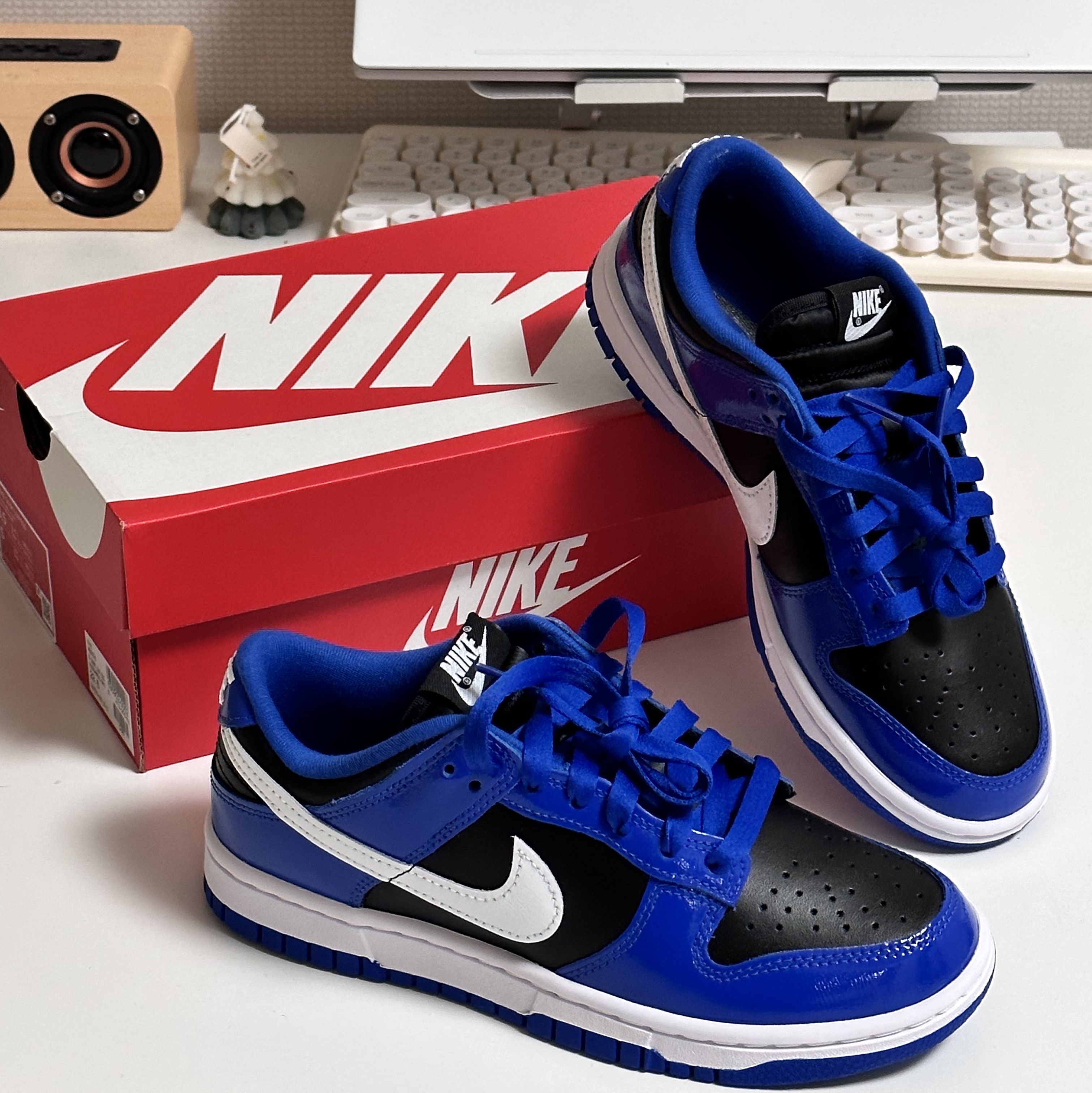 (W) Nike Dunk Low Essential Game Royal 착용 스타일 - 1