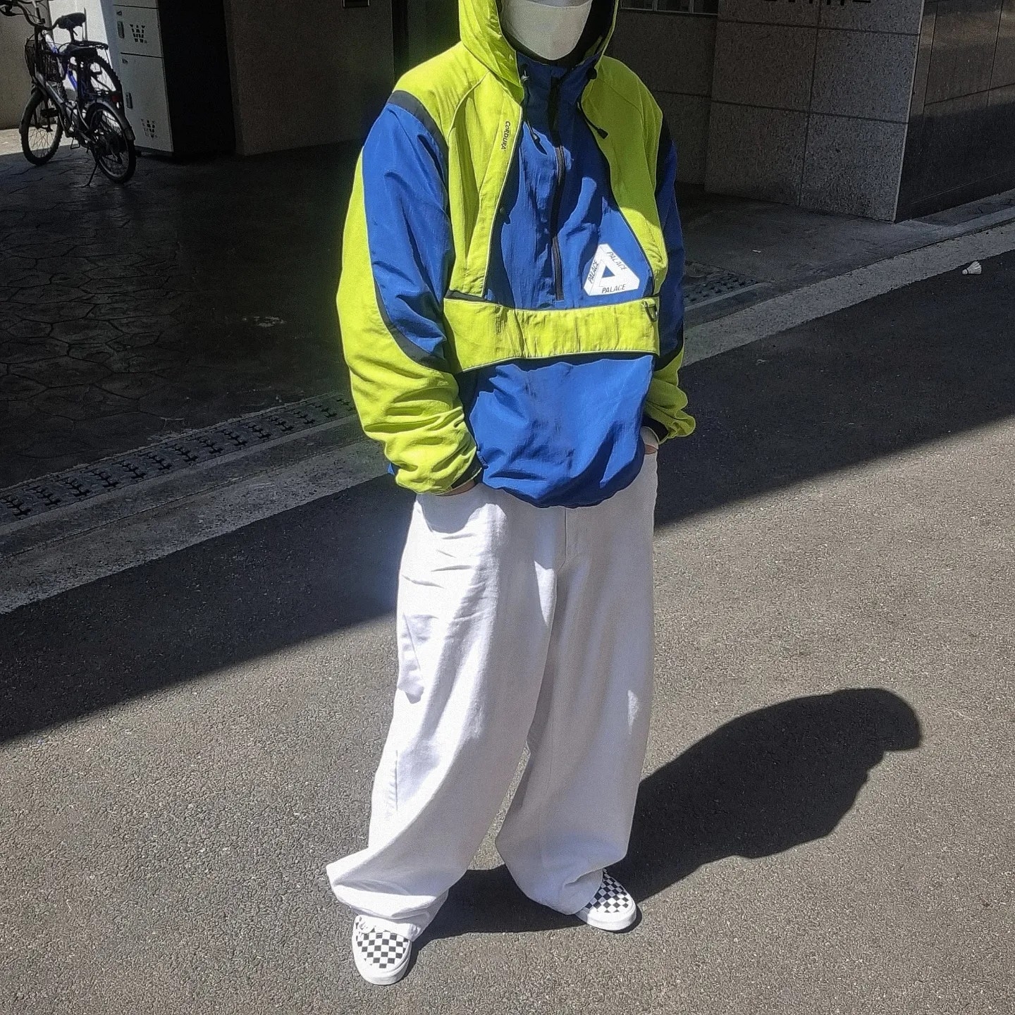 Palace P-Dura Shell Top Lime Navy - 19FW 착용 스타일 - 2