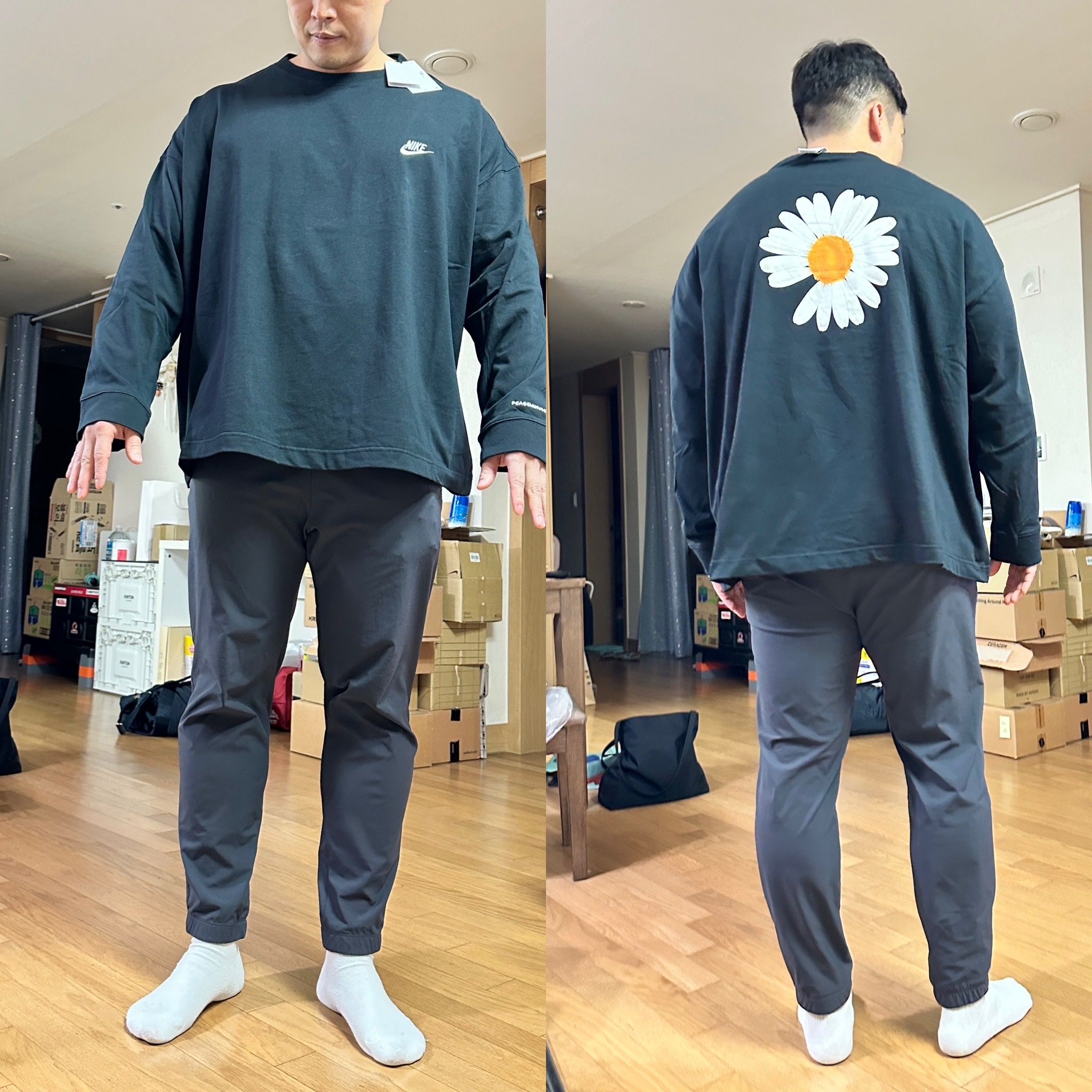 Nike x Peaceminusone LS T-Shirt Black (DR0098-010) 착용 스타일 - 5
