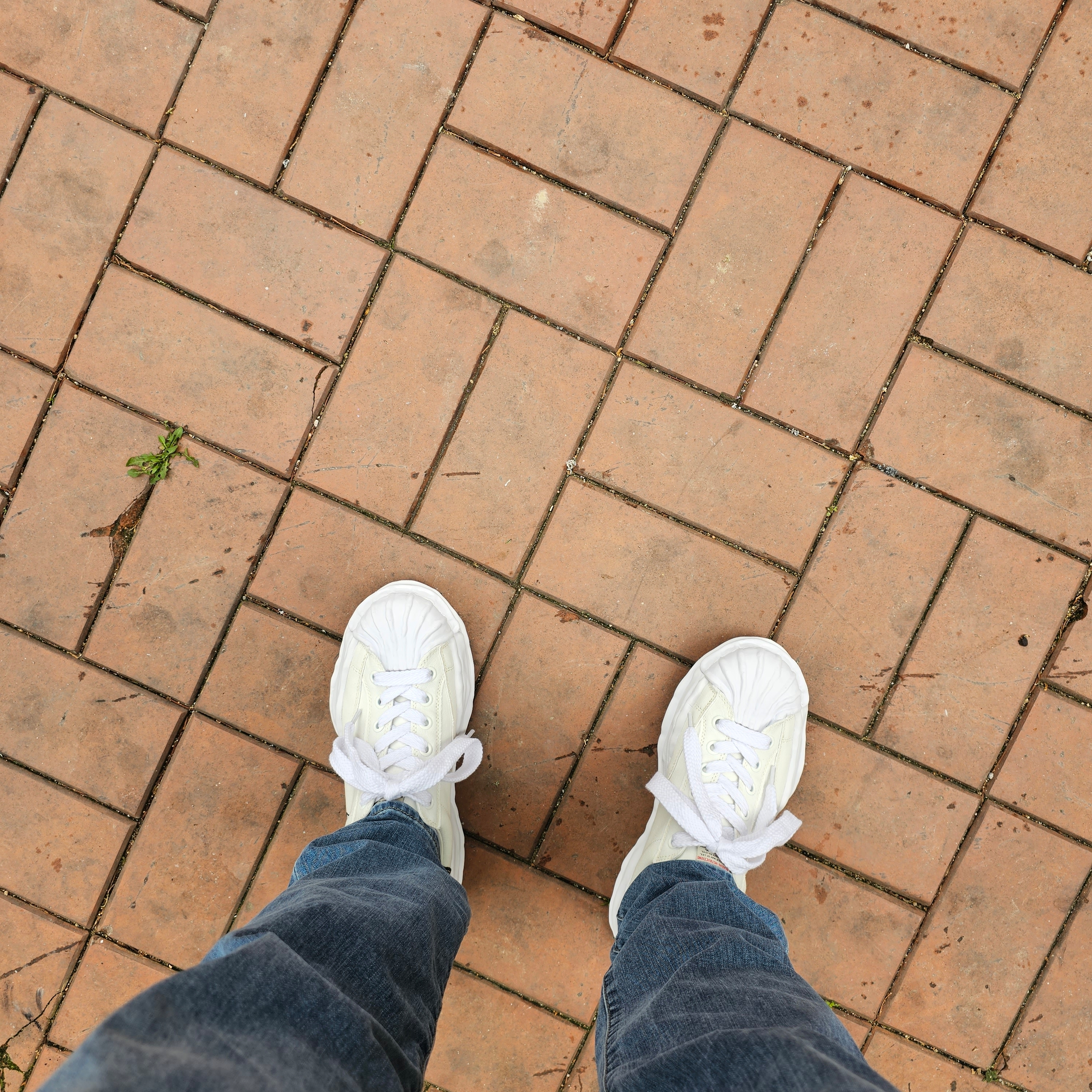 Maison Mihara Yasuhiro Blakey OG Sole Canvas Low-top Sneakers White 착용 스타일 - 2