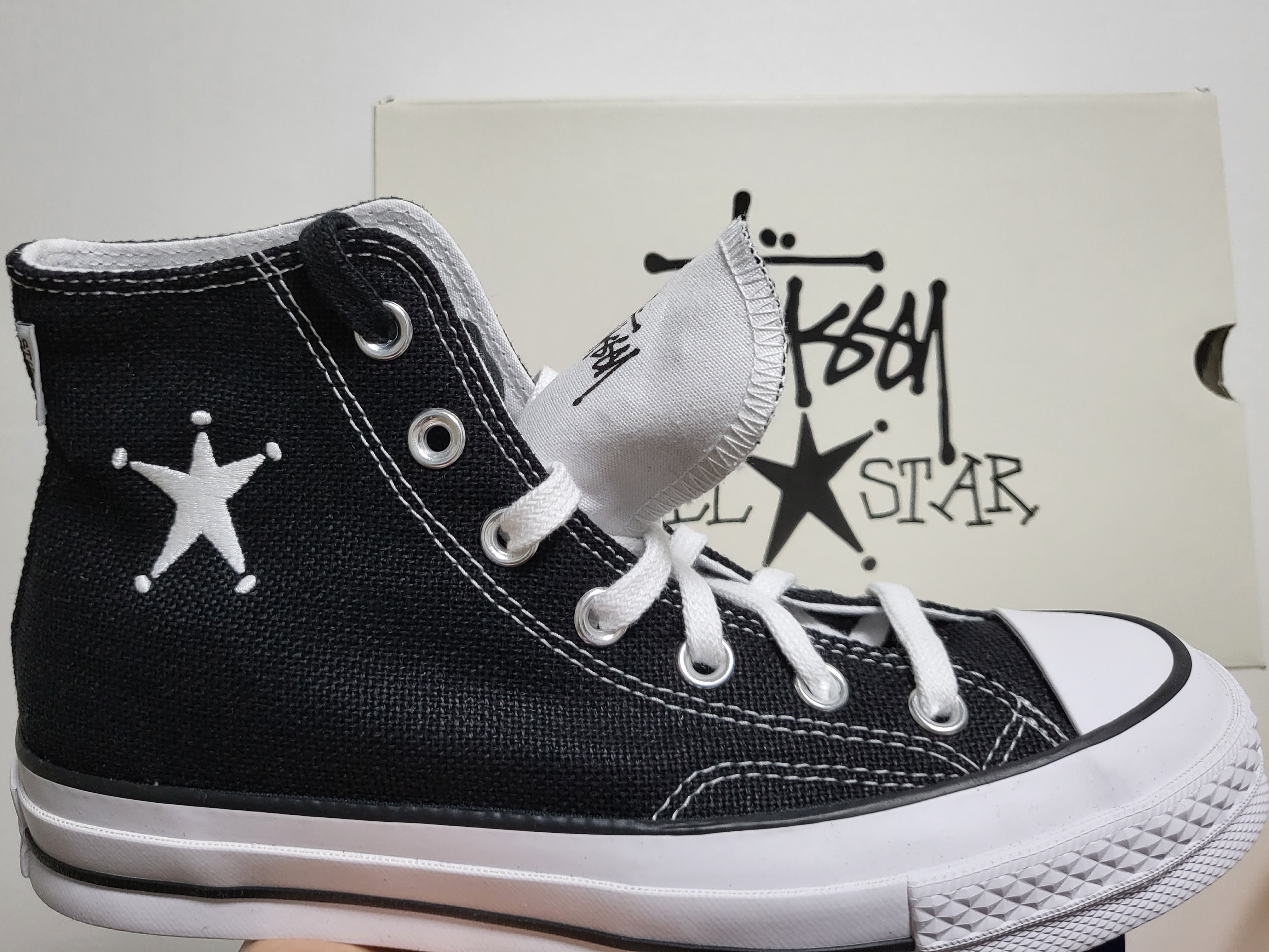 Converse x Stussy Chuck 70 High Black 착용 스타일