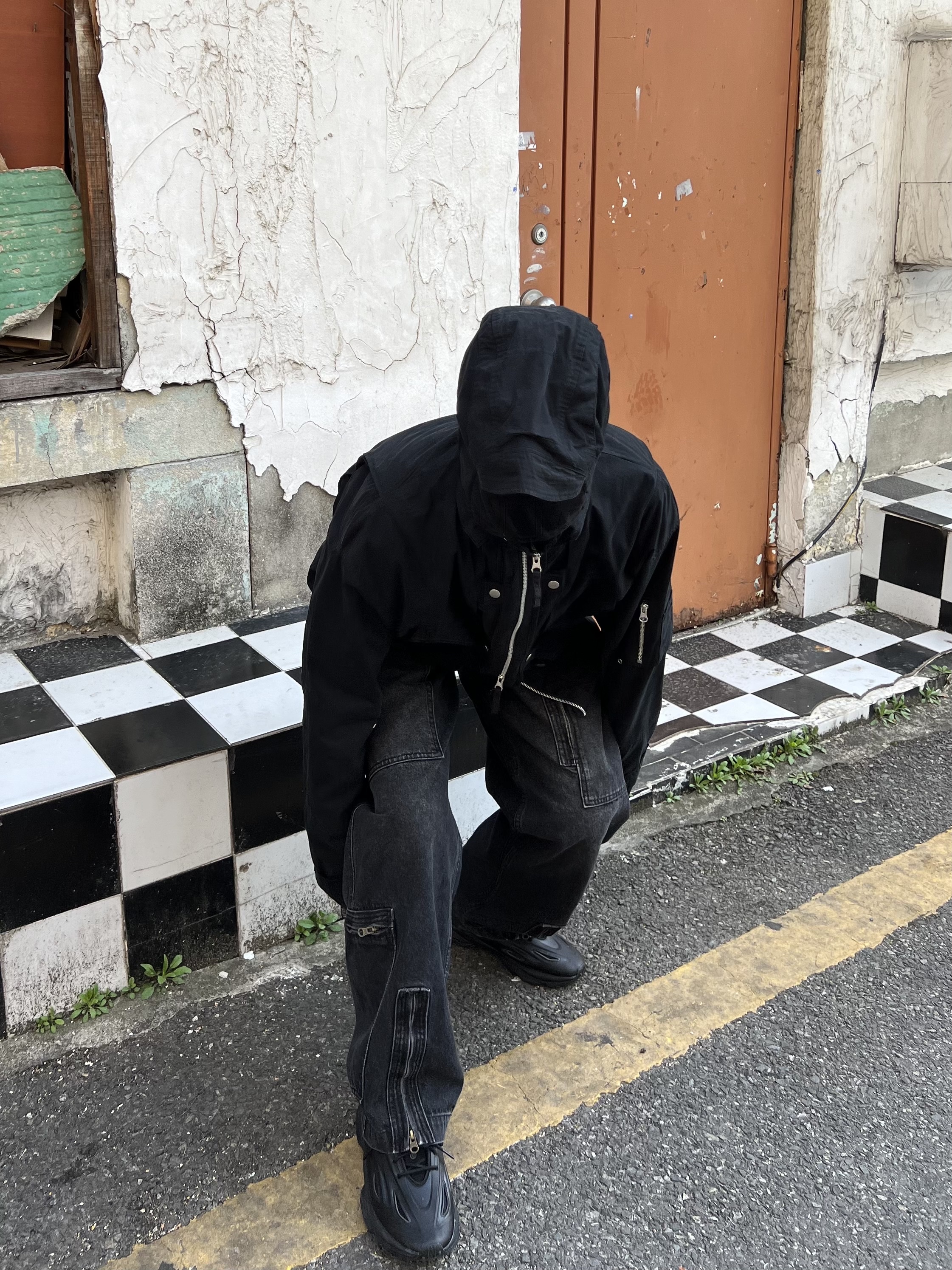 Grailz Flight Shell Jacket Black 착용 스타일 - 4