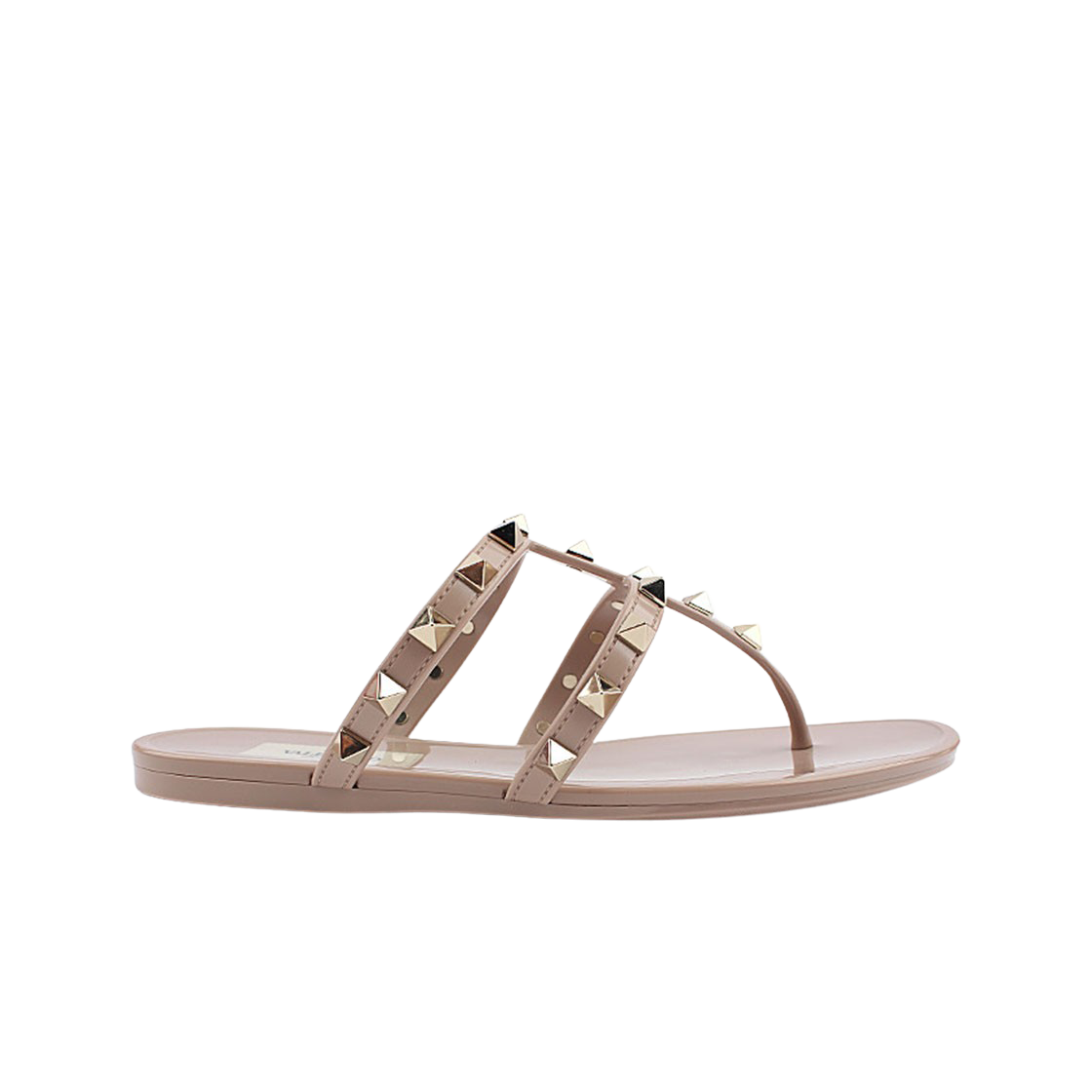 발렌티노 락스터드 플랫 슬라이드 샌들 뿌드르((W) Valentino Rockstud Flat Slide Sandal Poudre) - 1