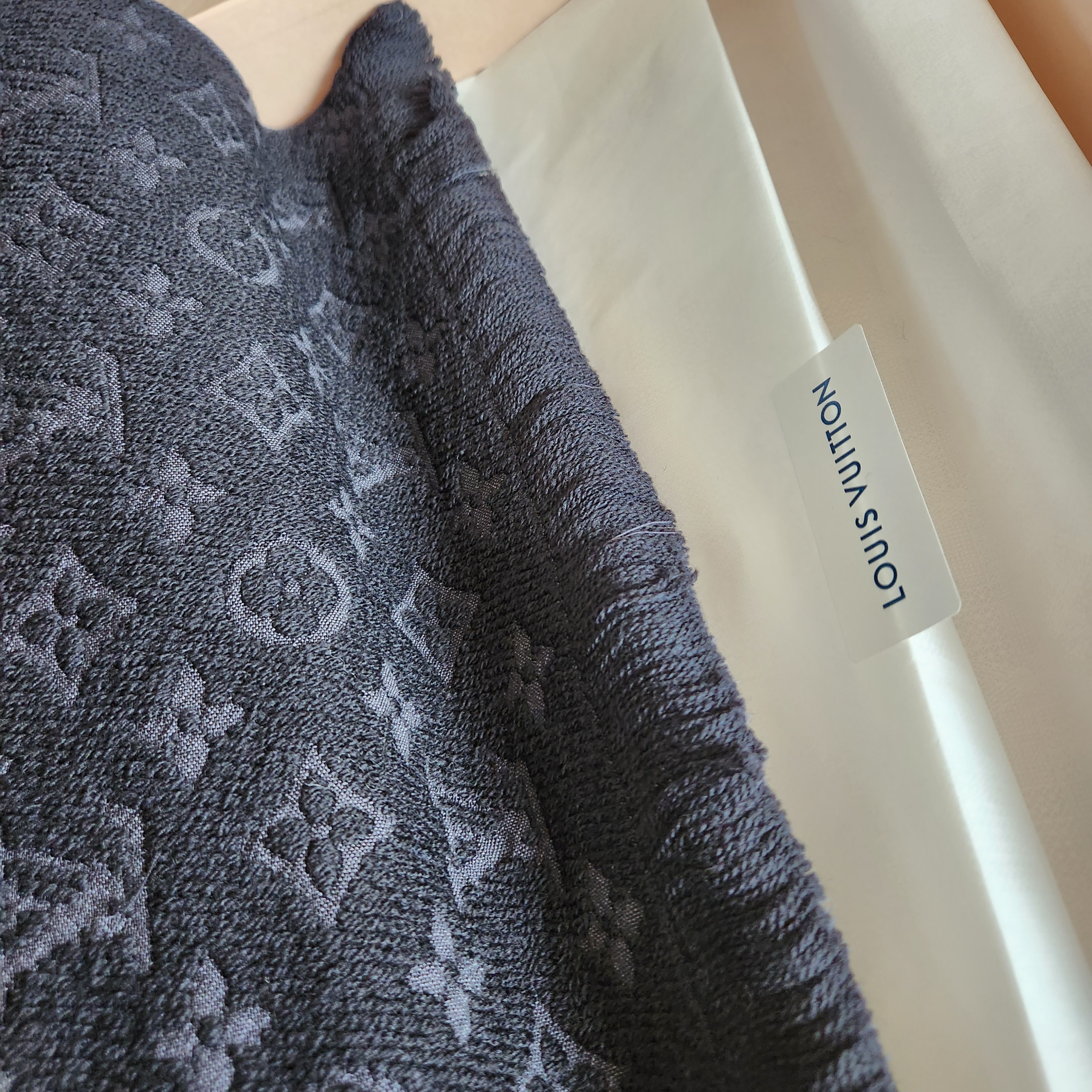 Louis Vuitton Monogram Classic Muffler Charcoal Grey 착용 스타일 - 3