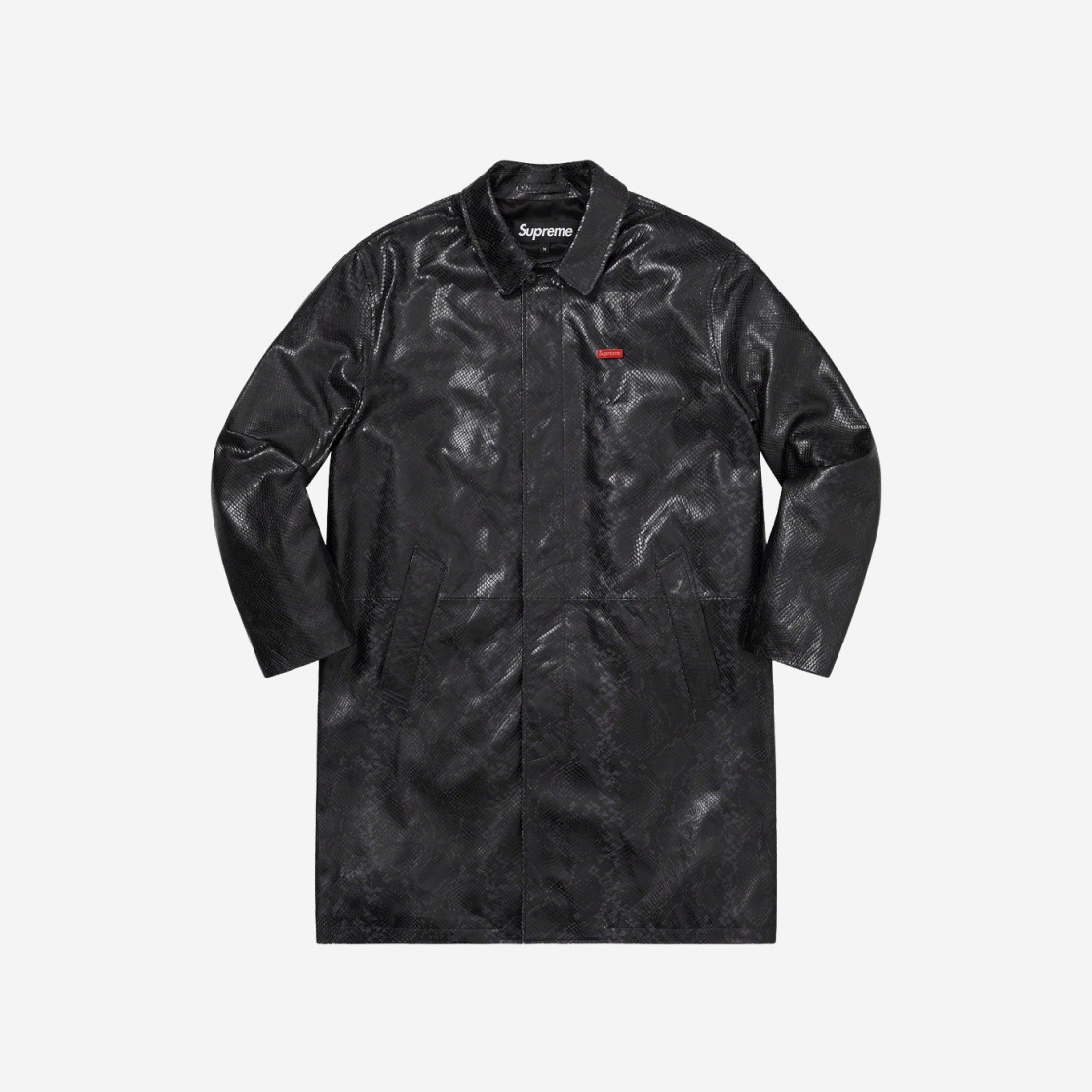 Supreme Leather Snake Trench Coat Black - 23SS 상세 이미지 2