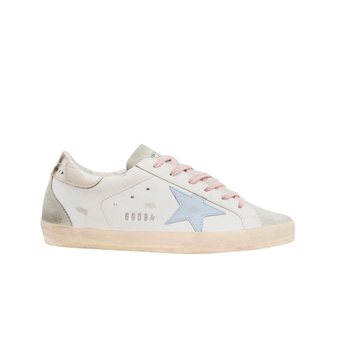 (W) 골든구스 슈퍼스타 화이트 아이스 파우더 블루 라미네이티드 골드탭 스니커즈((W) Golden Goose Superstar White Ice Powder Blue Laminated Gold Heel Tab Sneakers) - 1