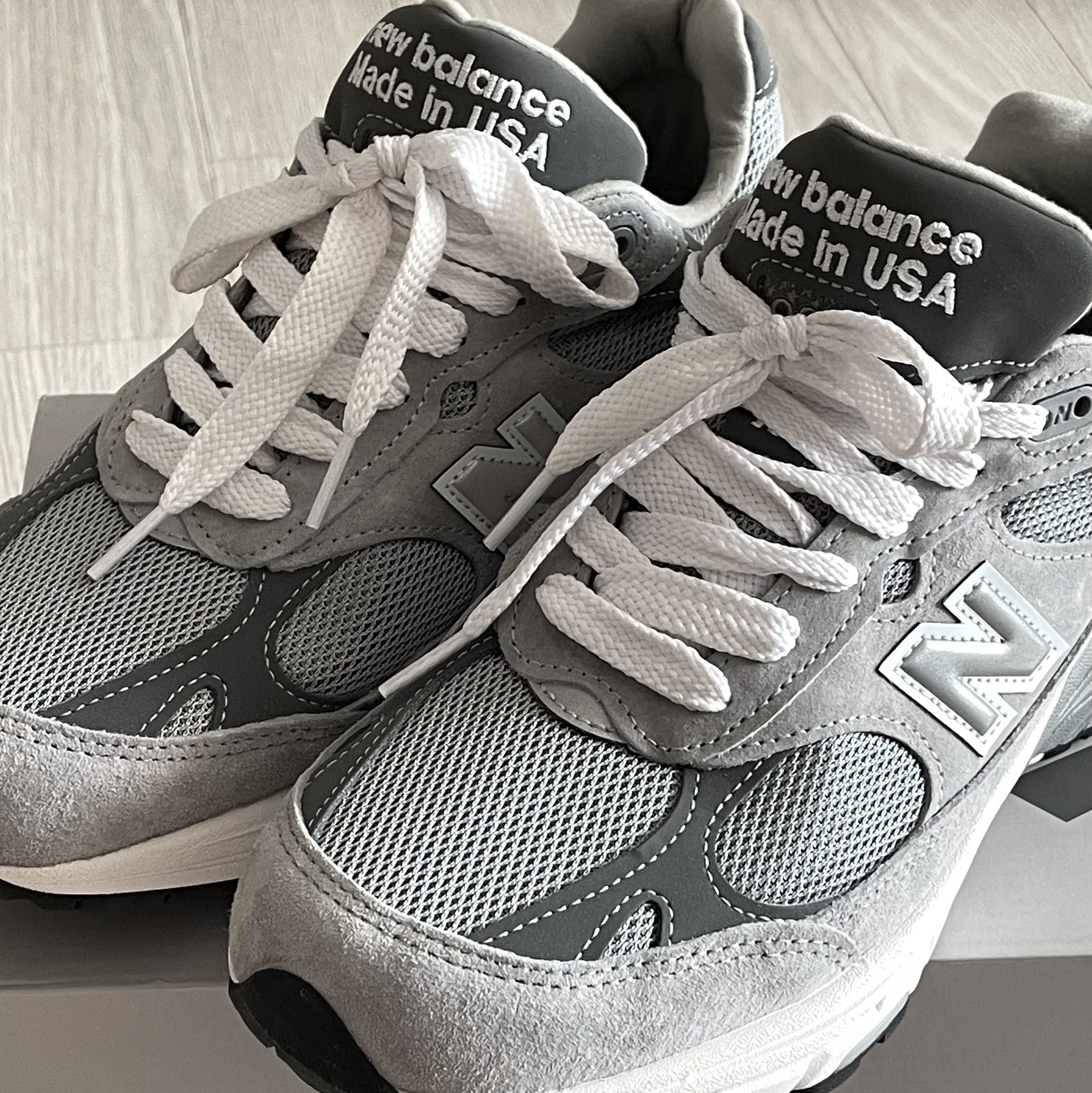 New Balance 993 Made in USA Grey - 2E Wide 착용 스타일 - 2