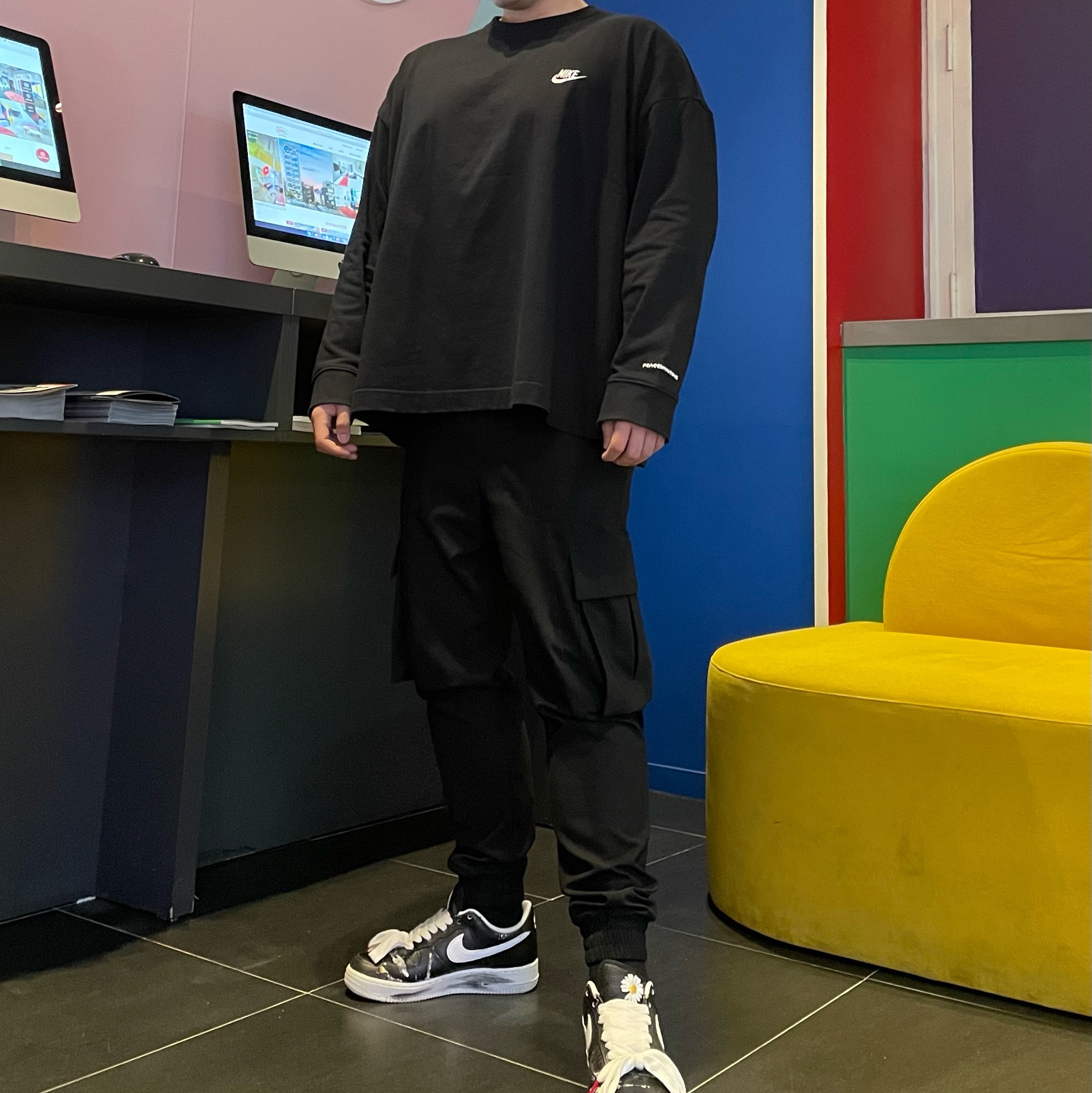 Nike x Peaceminusone LS T-Shirt Black (DR0098-010) 착용 스타일