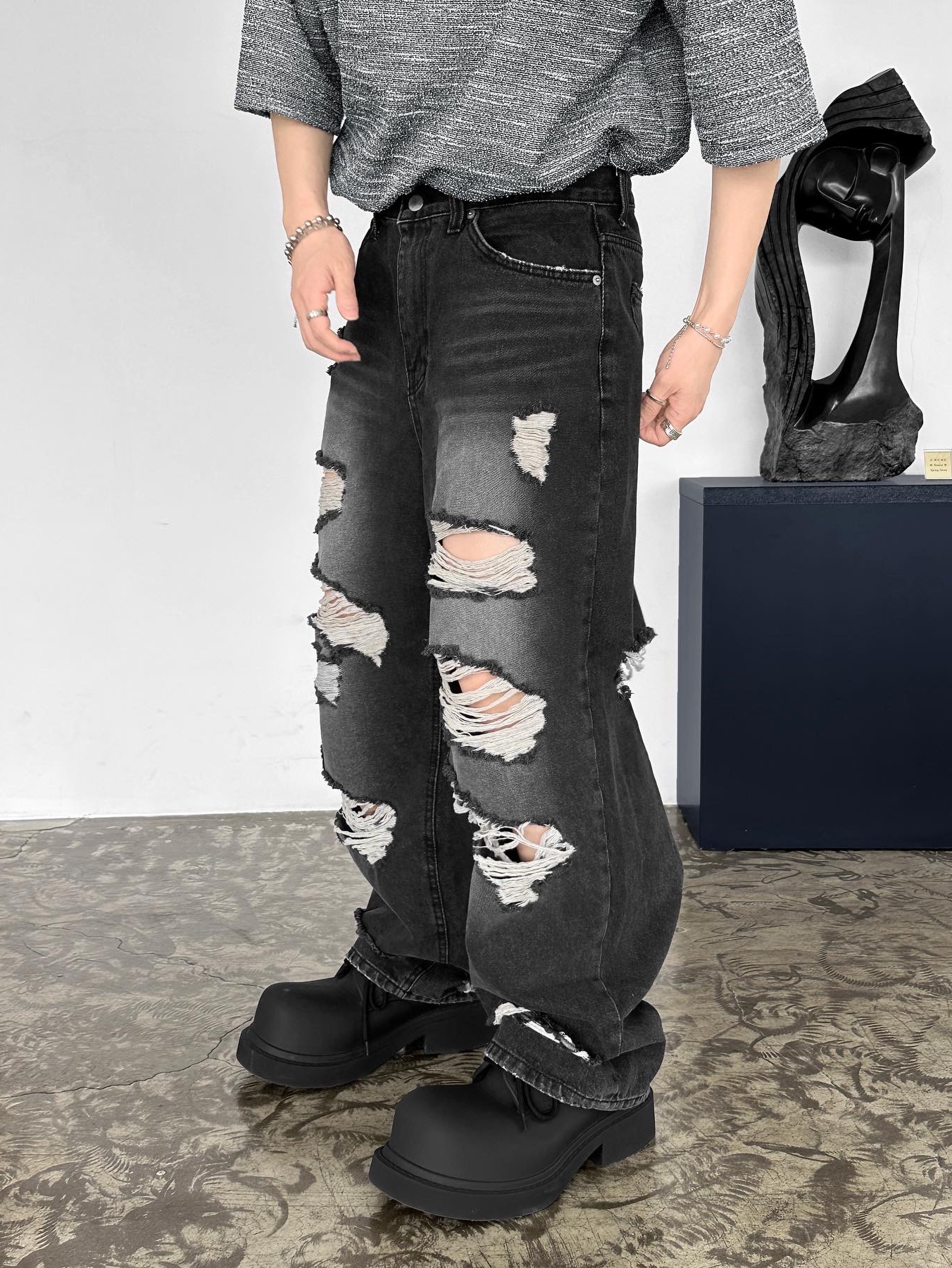 Balenciaga Steroid Derby Black 착용 스타일 - 1