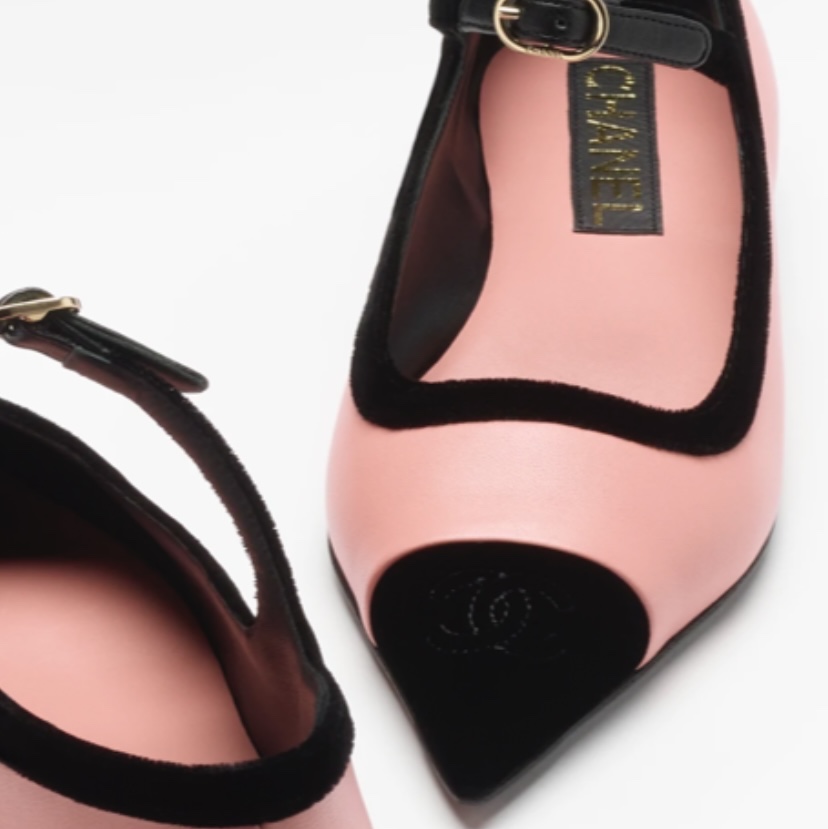 (W) Chanel Mary Jane Lambskin Velvet & Pink Black 착용 스타일