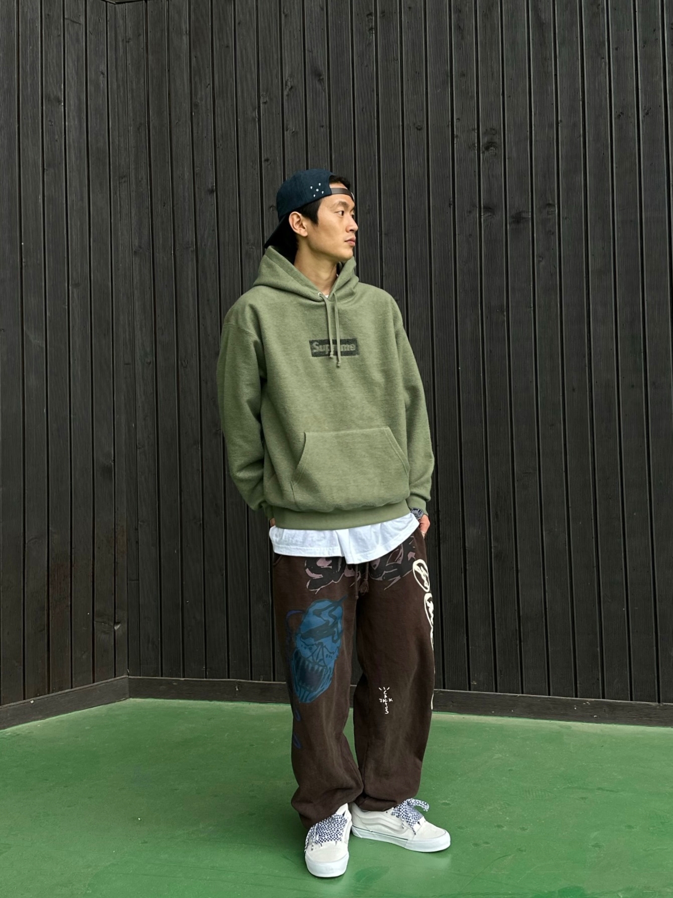Supreme Inside Out Box Logo Hooded Sweatshirt Light Olive - 23SS, Vans Vault Knu-Skool VLT LX Suede Marshmallow 착용 스타일 - 2