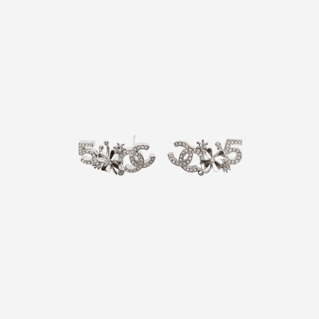 (W) Chanel Stud Earrings Metal Diamantes & Silver Crystal 상세 이미지 1