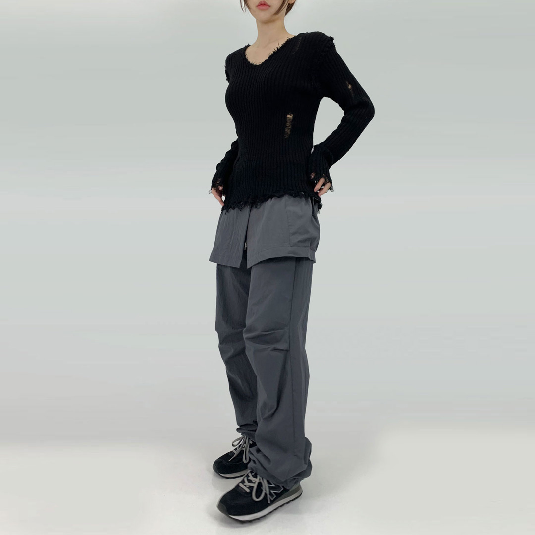 (W) New Balance 574 Black - B Standard 착용 스타일