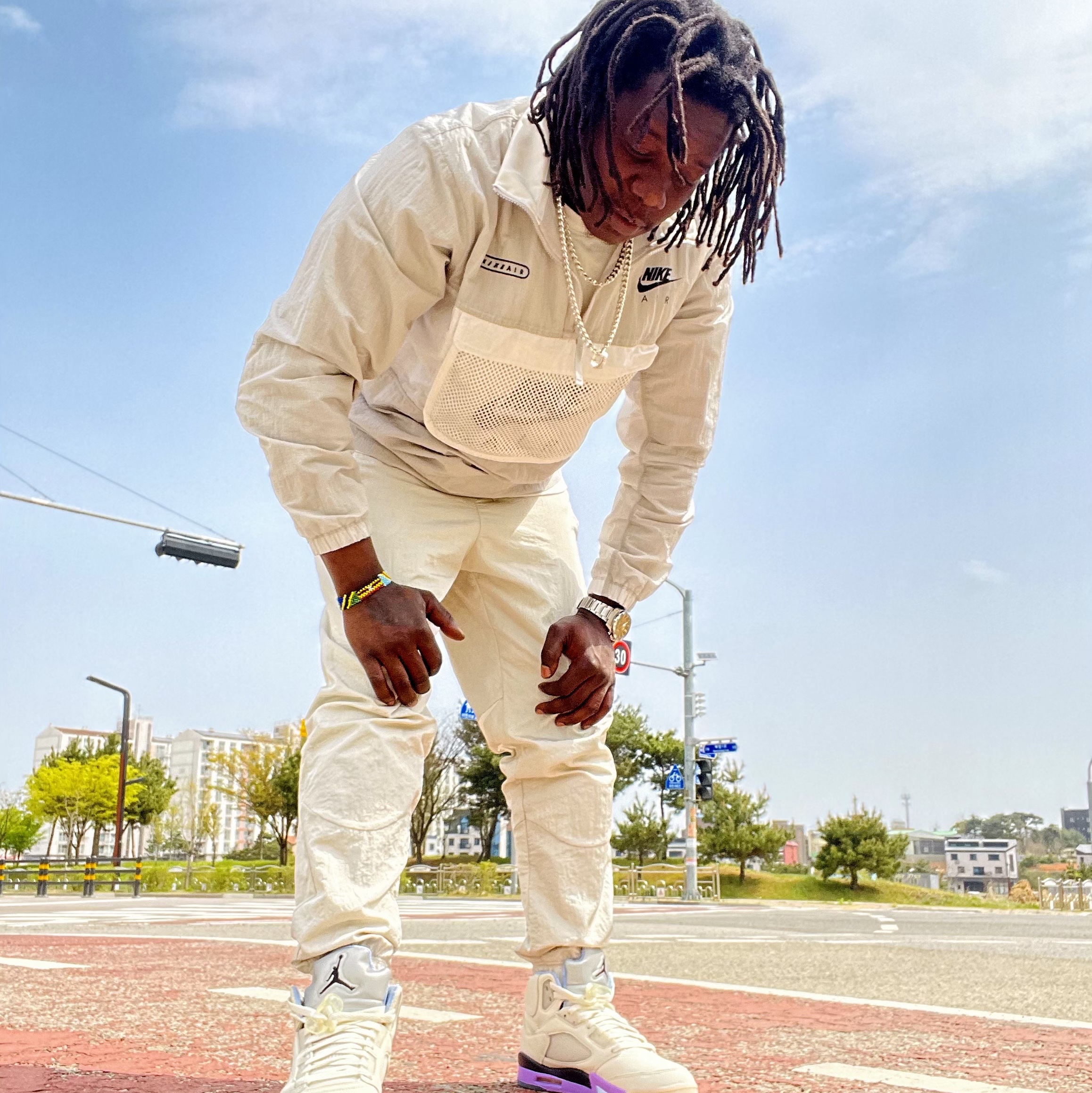 Jordan 5 x DJ Khaled Retro SP Sail Washed Yellow, Jordan x DJ Khaled T-Shirt Phantom - Asia 착용 스타일 - 2