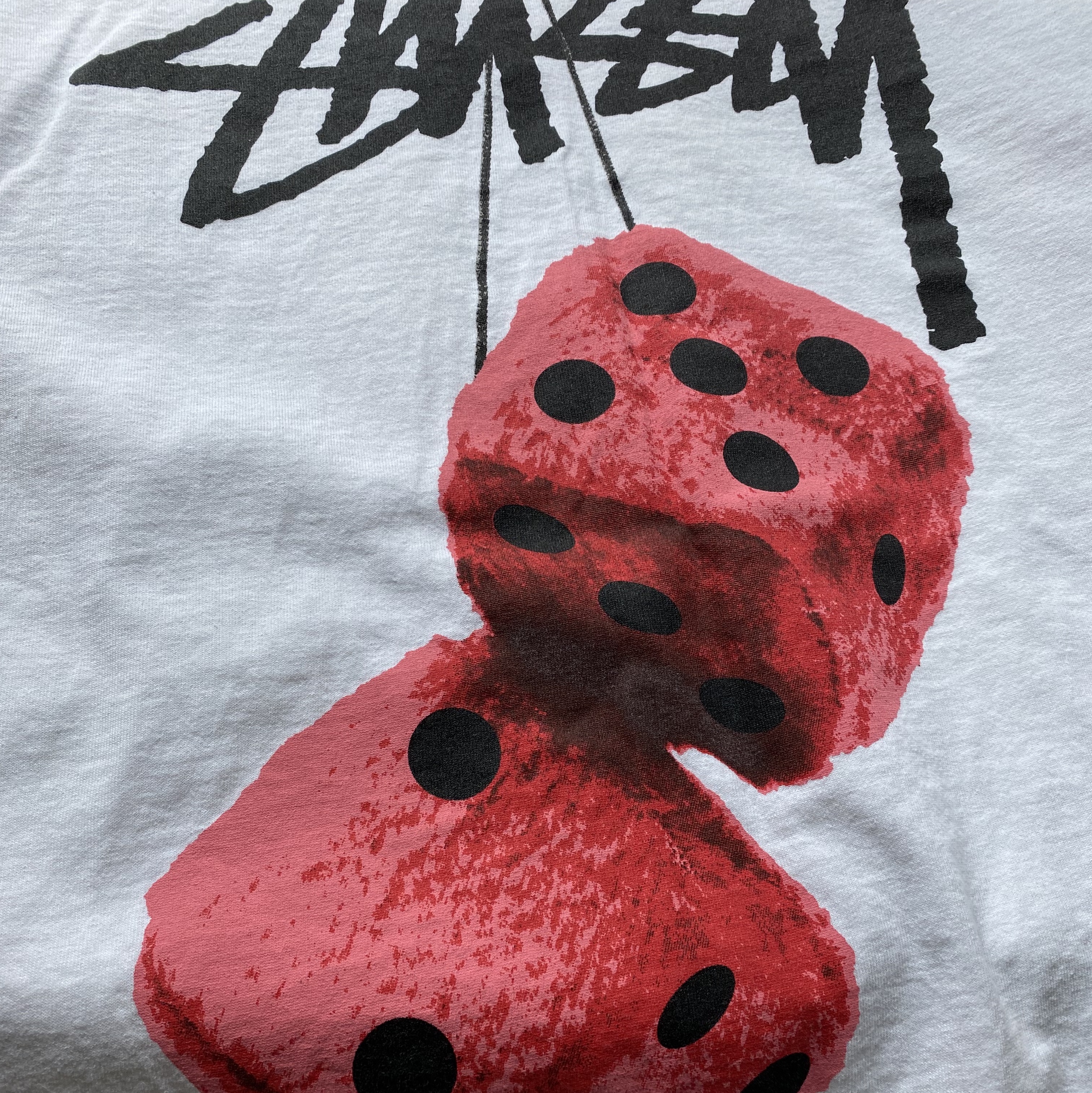 Stussy Fuzzy Dice T-Shirt White 착용 스타일