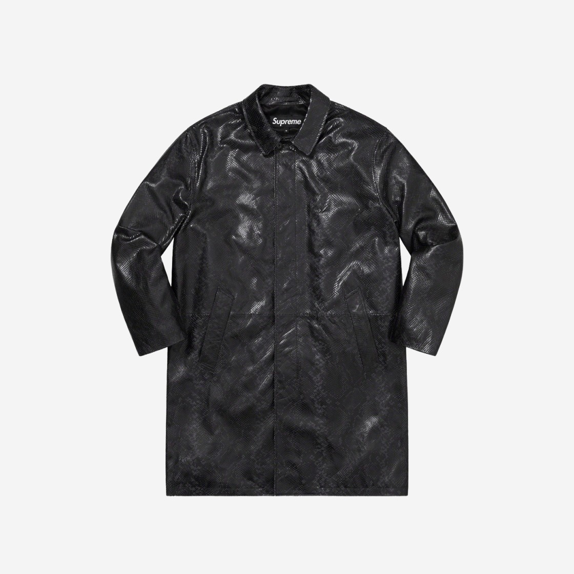 Supreme Leather Snake Trench Coat Black - 23SS 상세 이미지 1