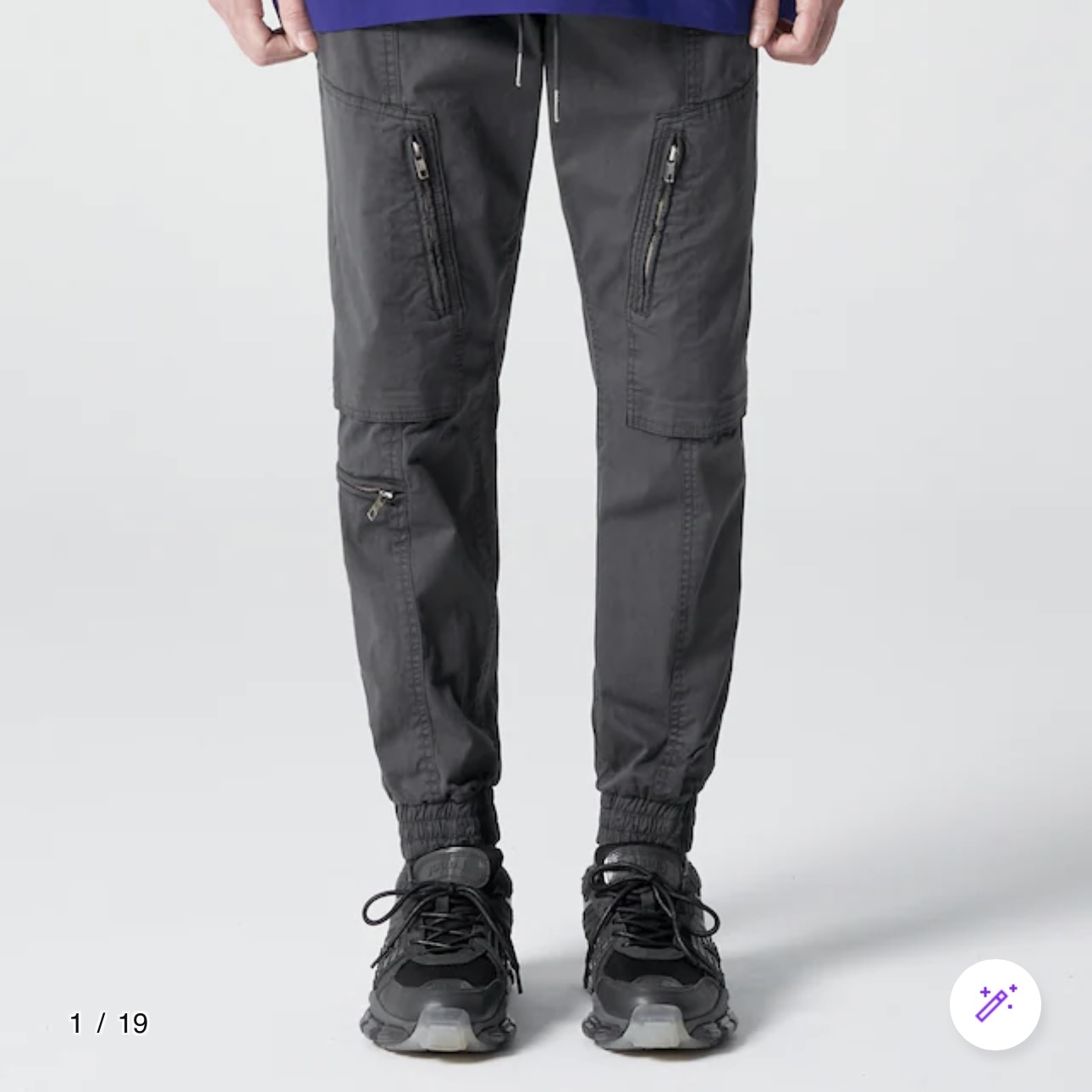 Juun.J String Diagonal Zip Garment Pants Grey - 22SS 착용 스타일 - 2