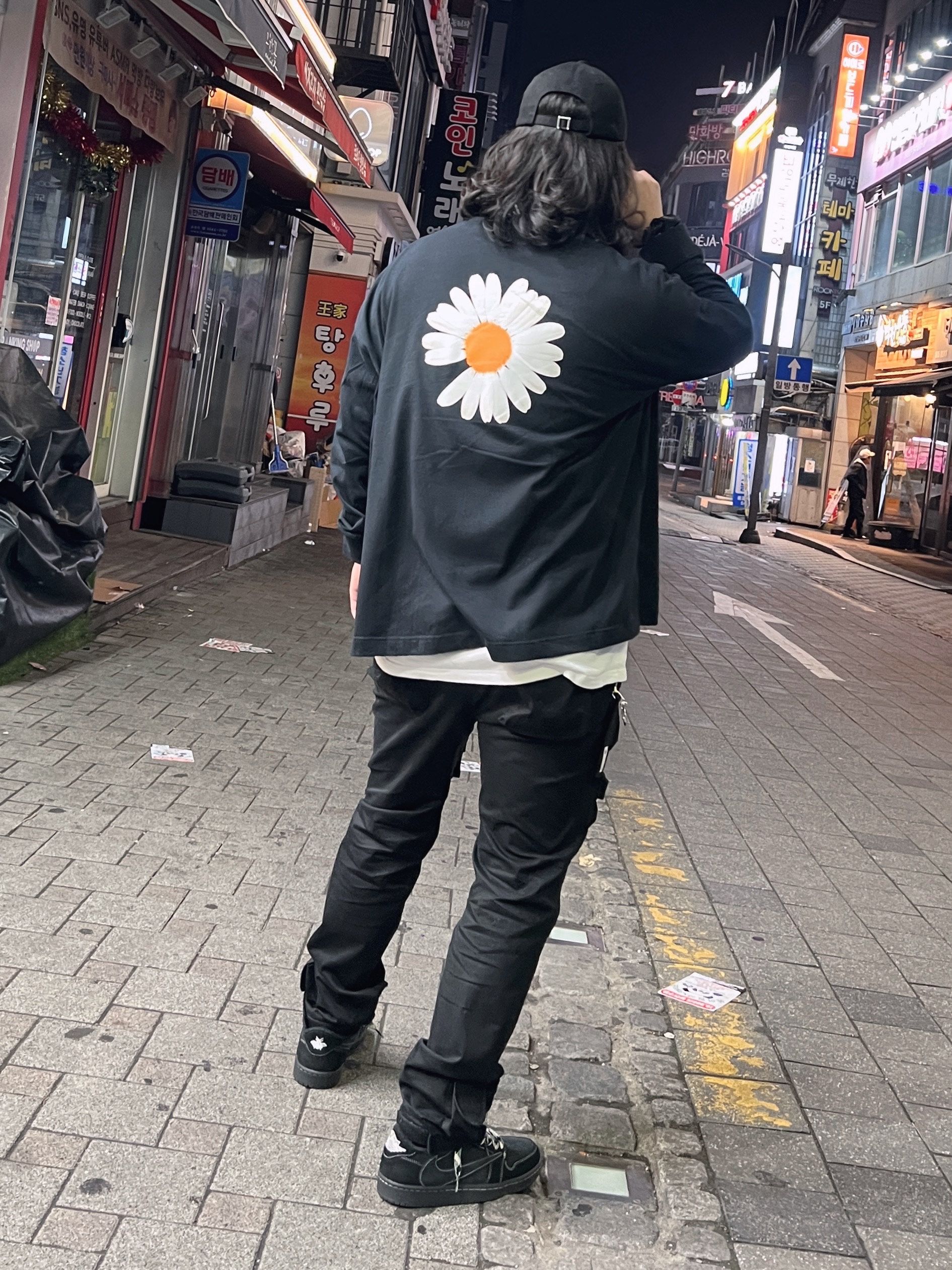 Nike x Peaceminusone LS T-Shirt Black (DR0098-010), Grailz Flight Pocket Pants Black 착용 스타일 - 4