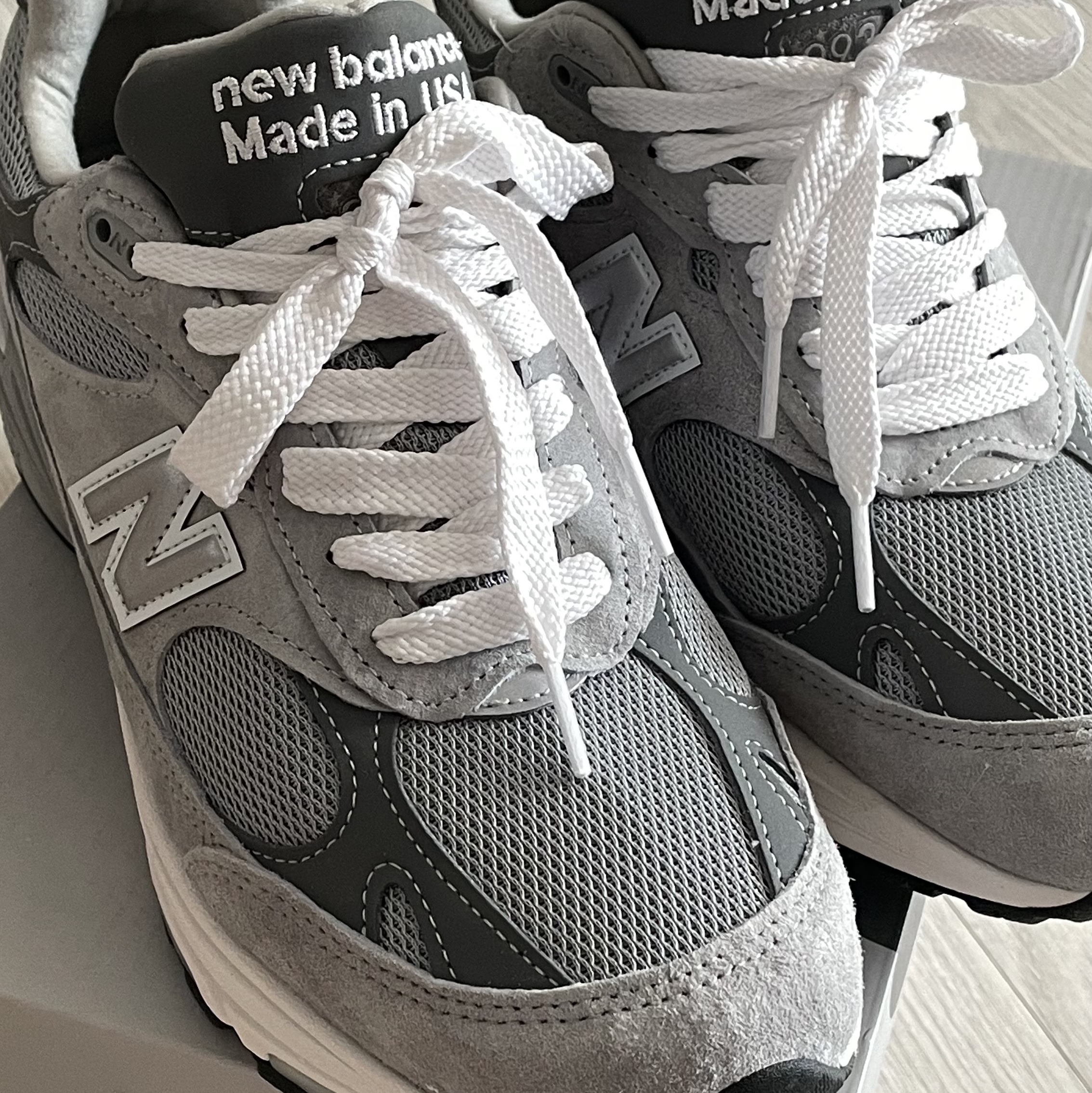New Balance 993 Made in USA Grey - 2E Wide 착용 스타일 - 1
