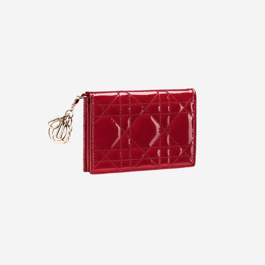 Dior Lady Flap Card Holder Patent Cannage Calfskin Cherry Red 상세 이미지 2