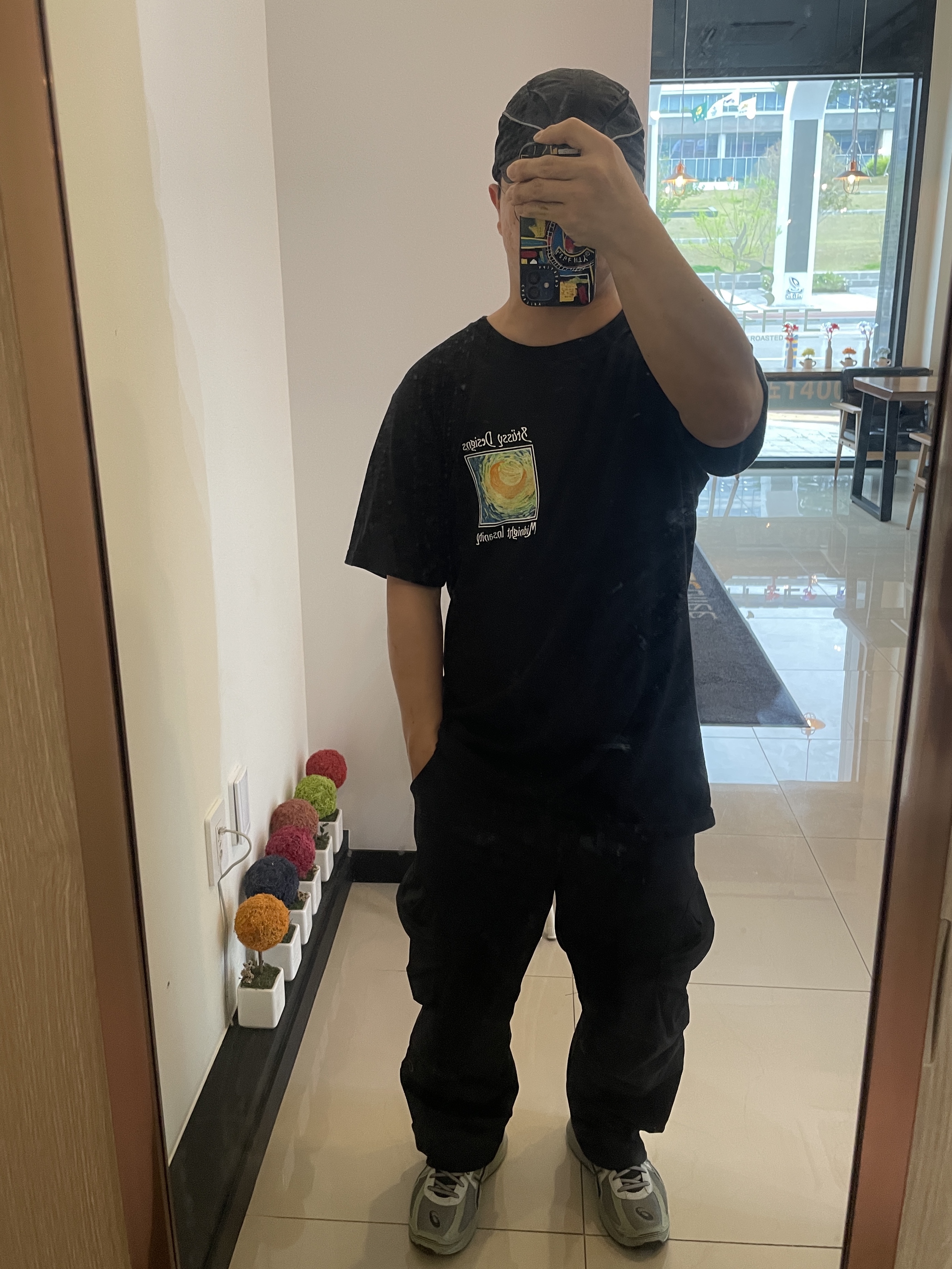 Stussy Midnight Insanity T-Shirt Black, Asics Jog 100 S Sheet Rock - 2E Wide 착용 스타일