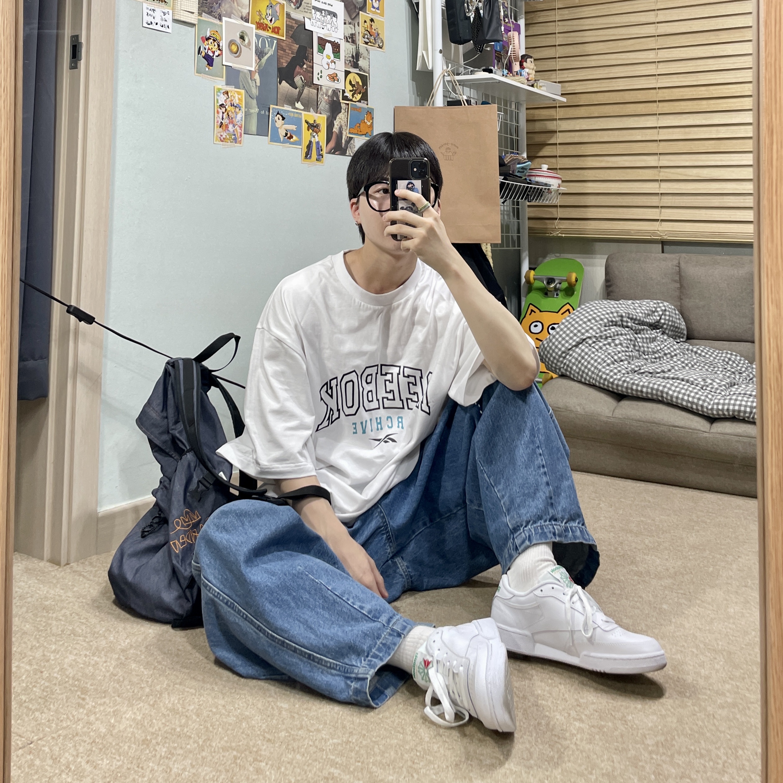 Reebok Club C 85 White 착용 스타일 - 1