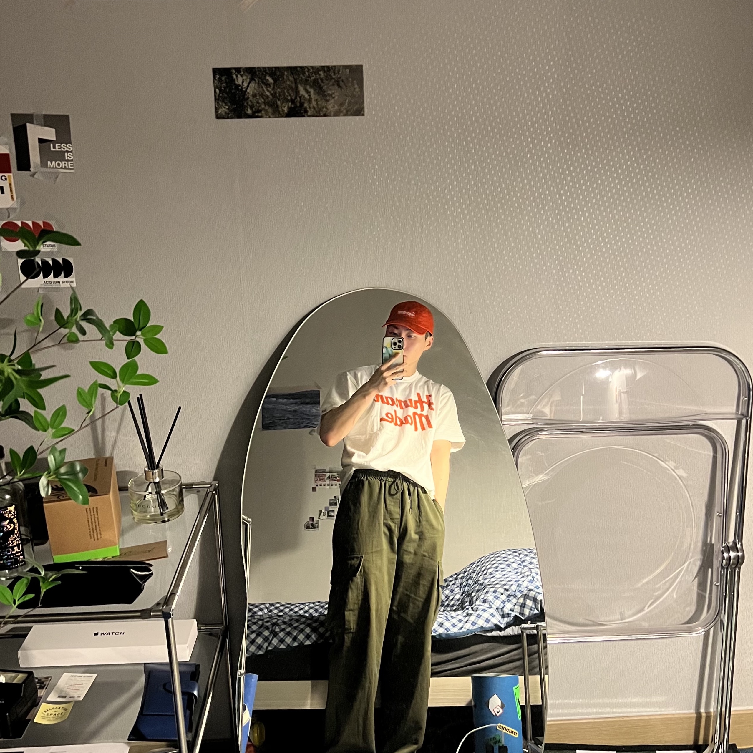 Supreme Washed Chino Twill Camp Cap Orange - 22FW, Human Made Graphic T-Shirt #11 White 착용 스타일